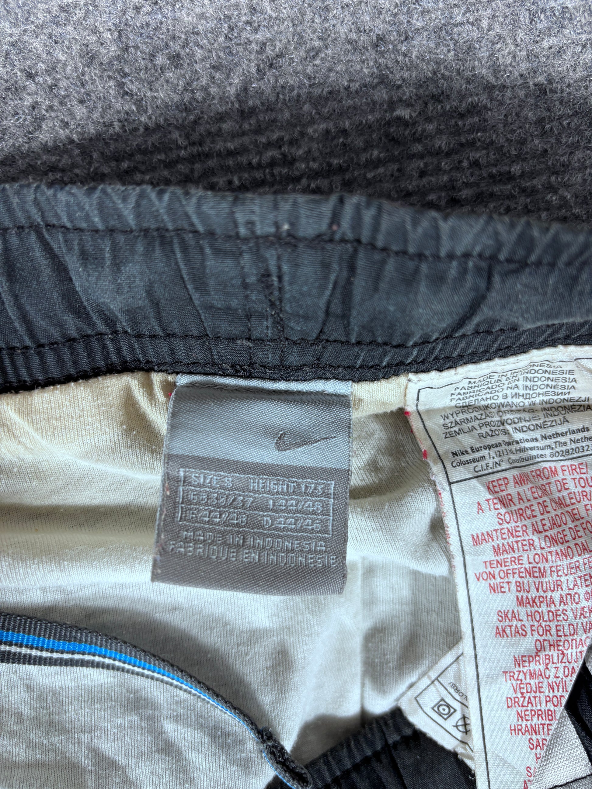 Vintage Y2K Nike Track Pants Women’s S Navy Blue Grey Swoosh Wide Leg Ankle Zip