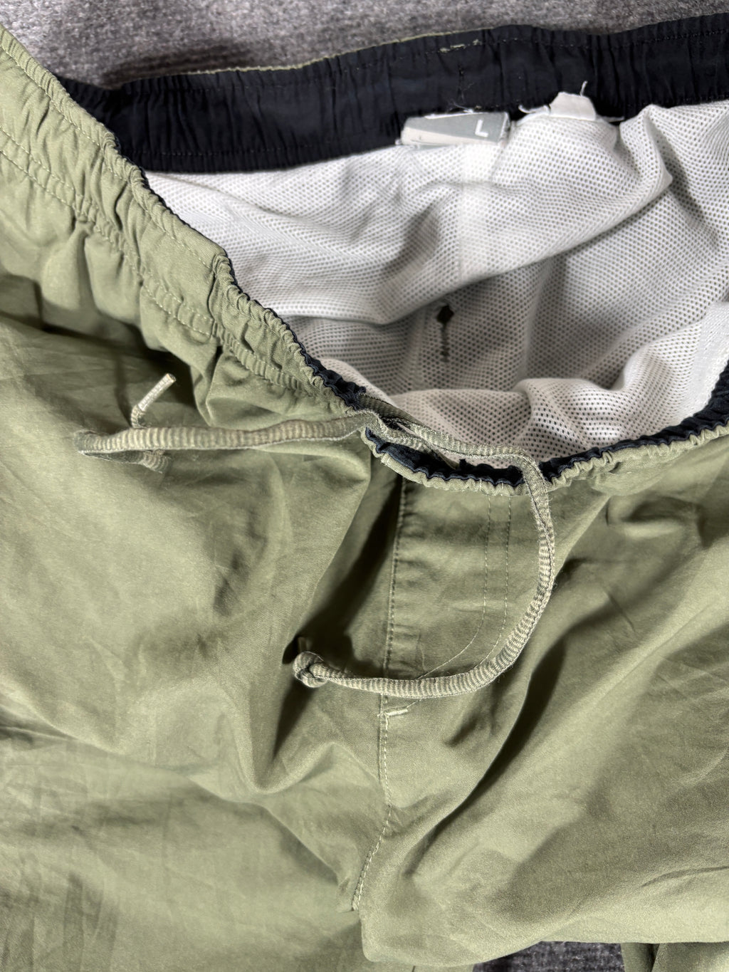 Vintage Y2K Nike Track Pants Men’s L Green Black Piping White Logo Wide Leg Ankle Zip