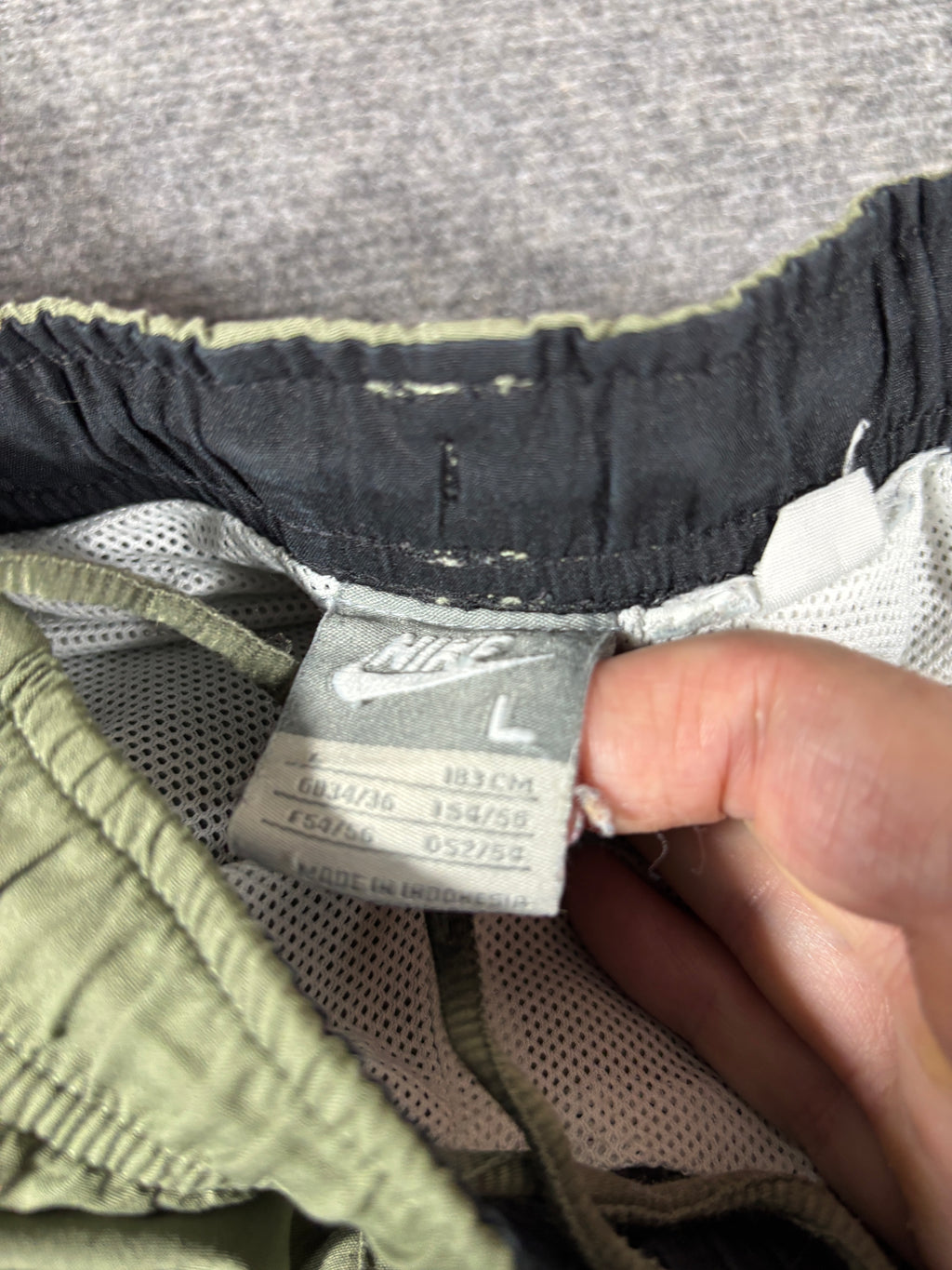 Vintage Y2K Nike Track Pants Men’s L Green Black Piping White Logo Wide Leg Ankle Zip