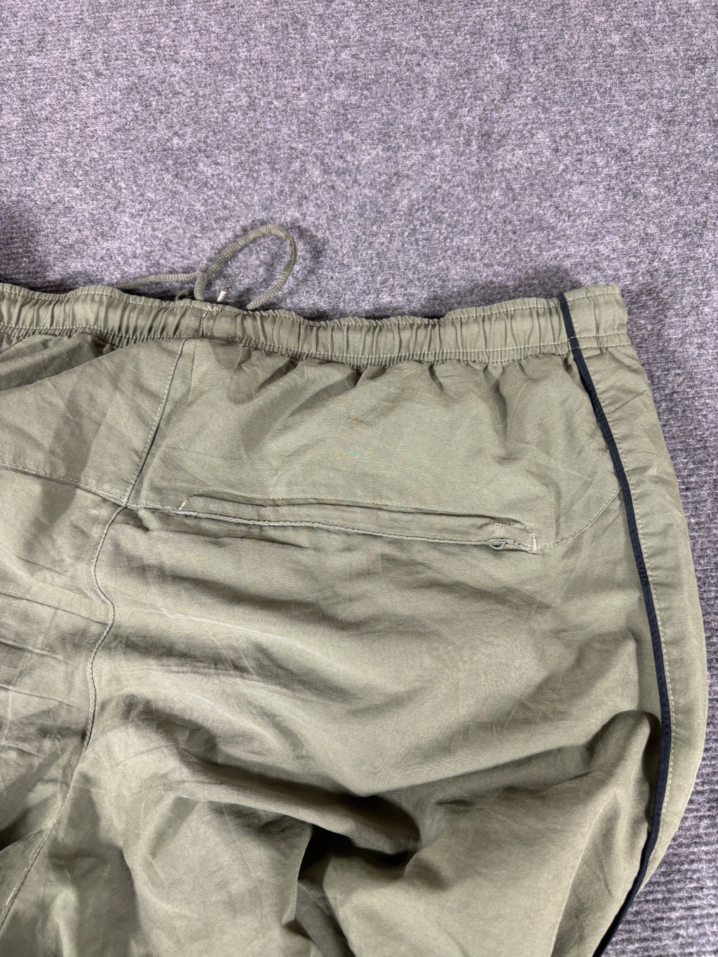 Vintage Y2K Nike Track Pants Men’s L Green Black Piping White Logo Wide Leg Ankle Zip