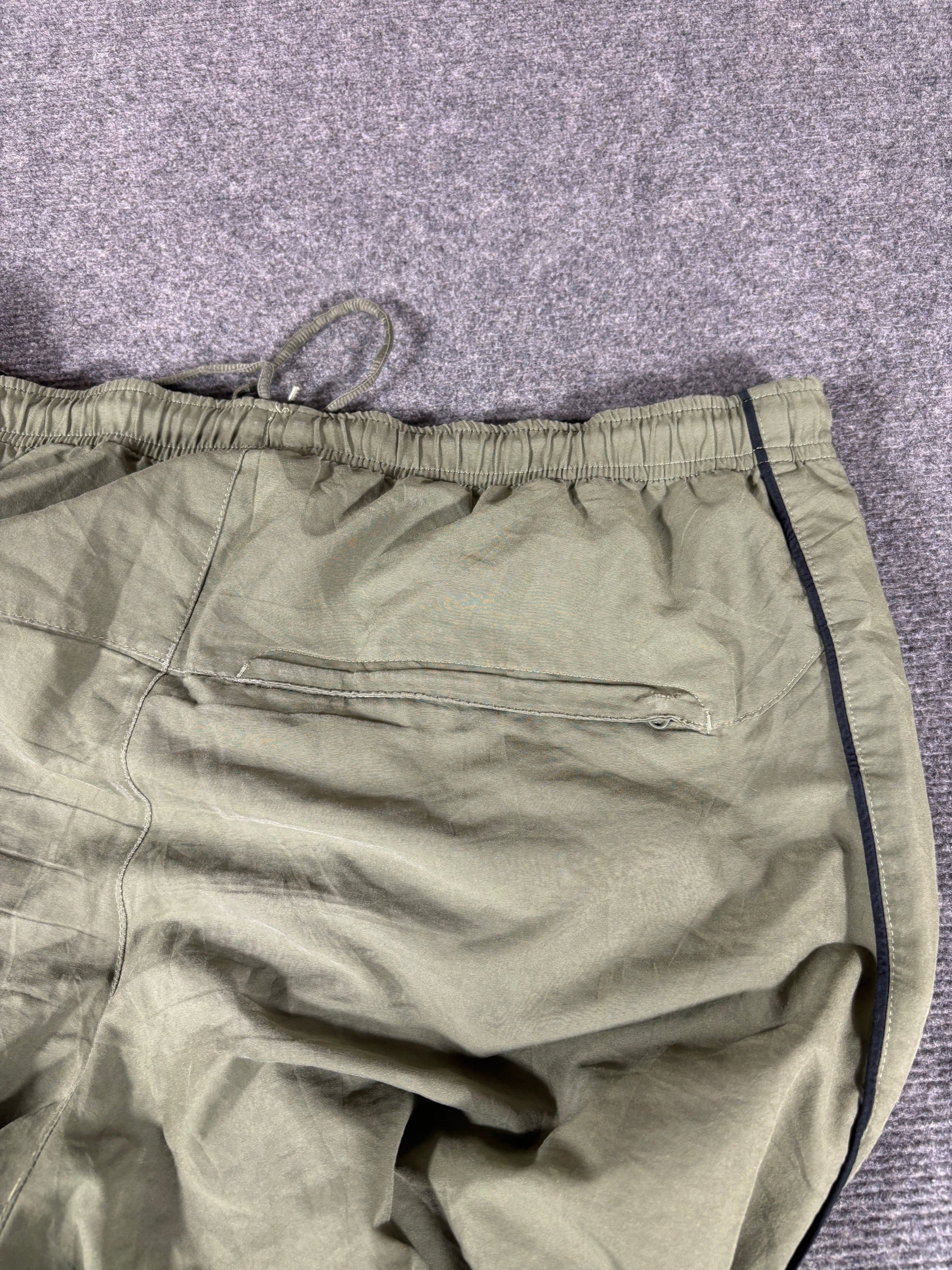 Vintage Y2K Nike Track Pants Men’s L Green Black Piping White Logo Wide Leg Ankle Zip