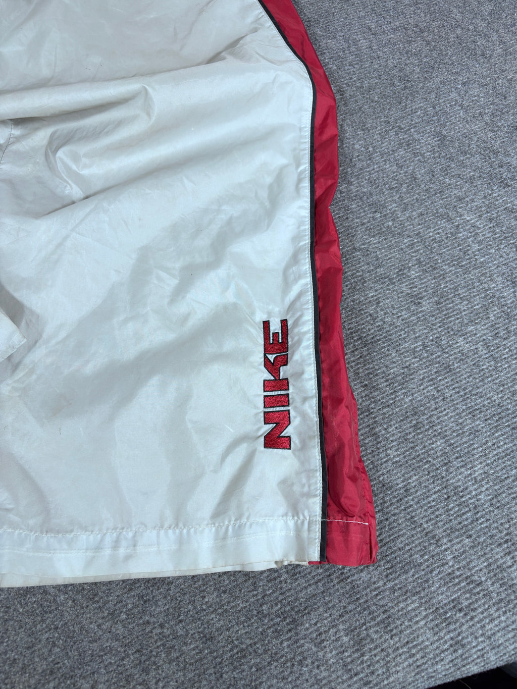 Vintage Y2K Nike Track Pants Size XL Grey Red Spell Out Wide Leg Baggy Lightweight