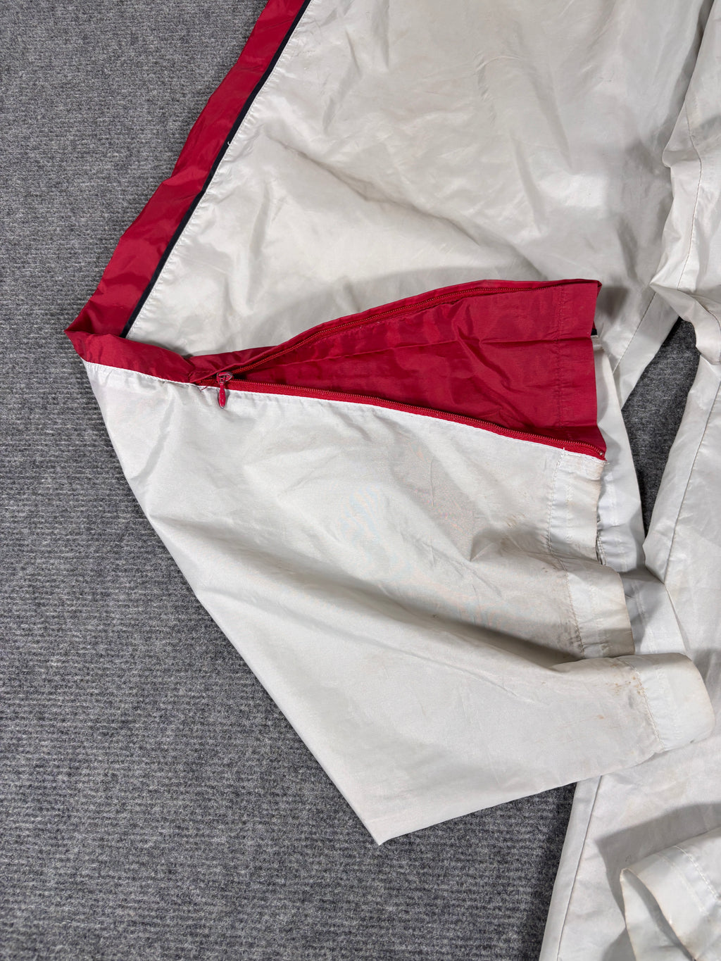 Vintage Y2K Nike Track Pants Size XL Grey Red Spell Out Wide Leg Baggy Lightweight