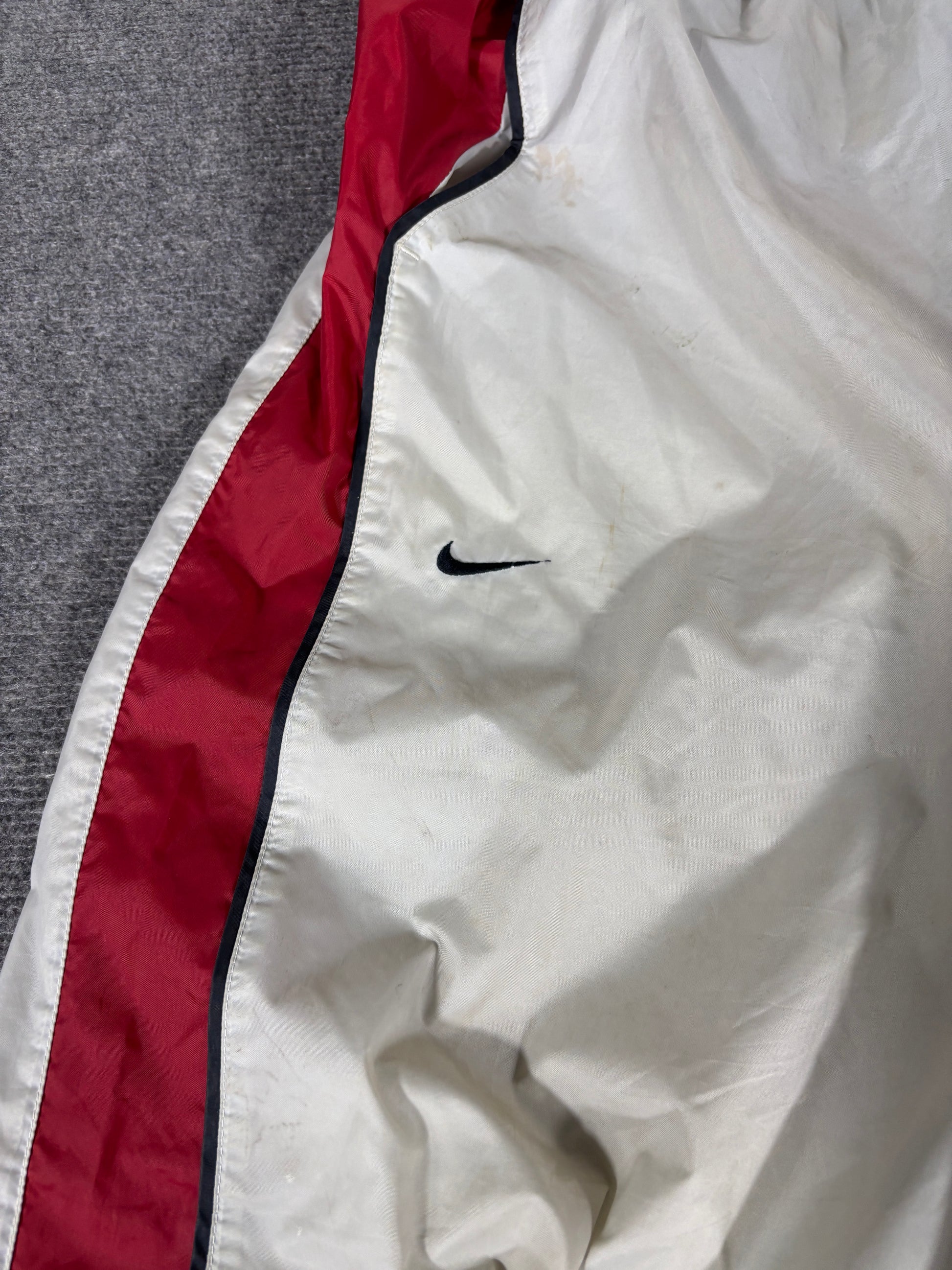 Vintage Y2K Nike Track Pants Size XL Grey Red Spell Out Wide Leg Baggy Lightweight