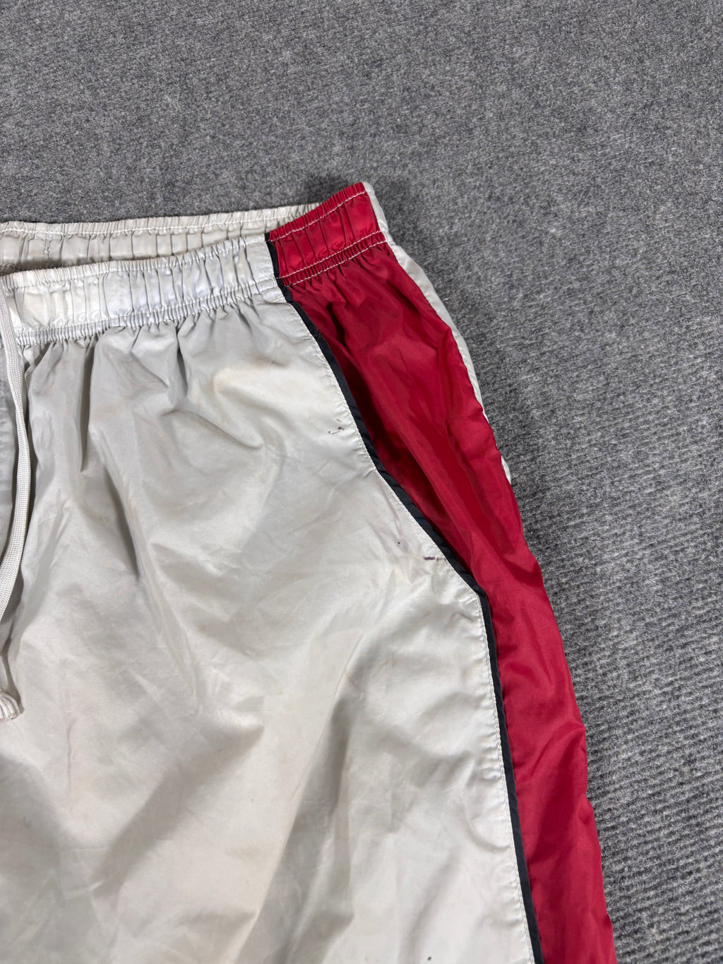 Vintage Y2K Nike Track Pants Size XL Grey Red Spell Out Wide Leg Baggy Lightweight