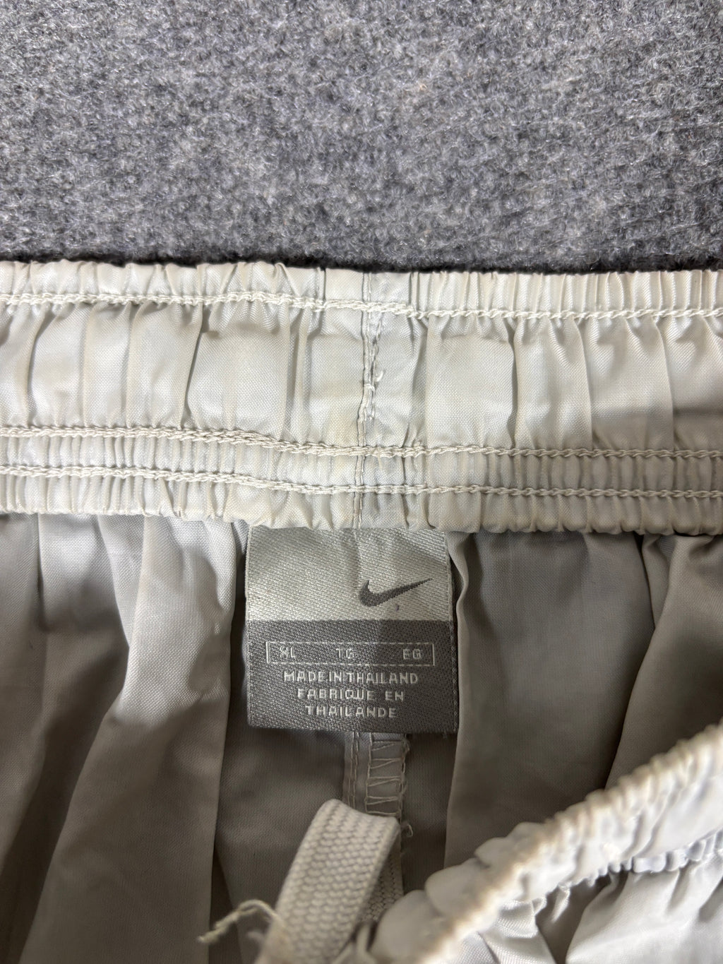 Vintage Y2K Nike Track Pants Size XL Grey Red Spell Out Wide Leg Baggy Lightweight