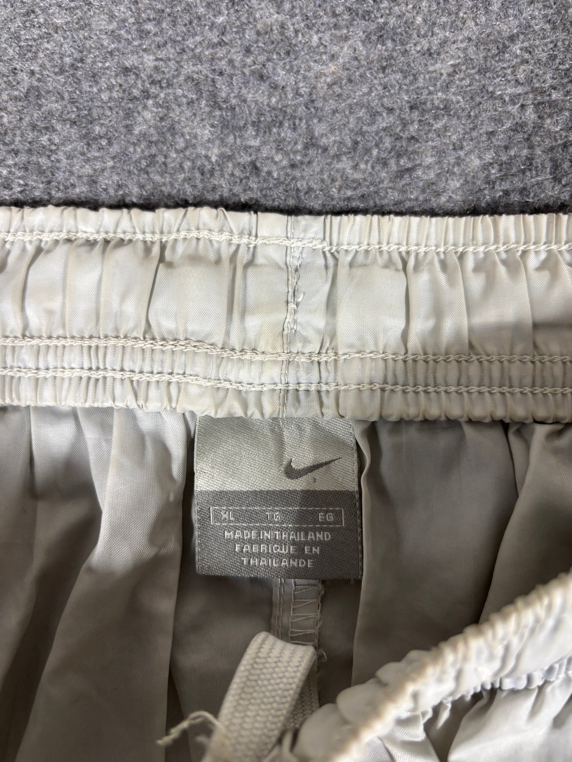 Vintage Y2K Nike Track Pants Size XL Grey Red Spell Out Wide Leg Baggy Lightweight