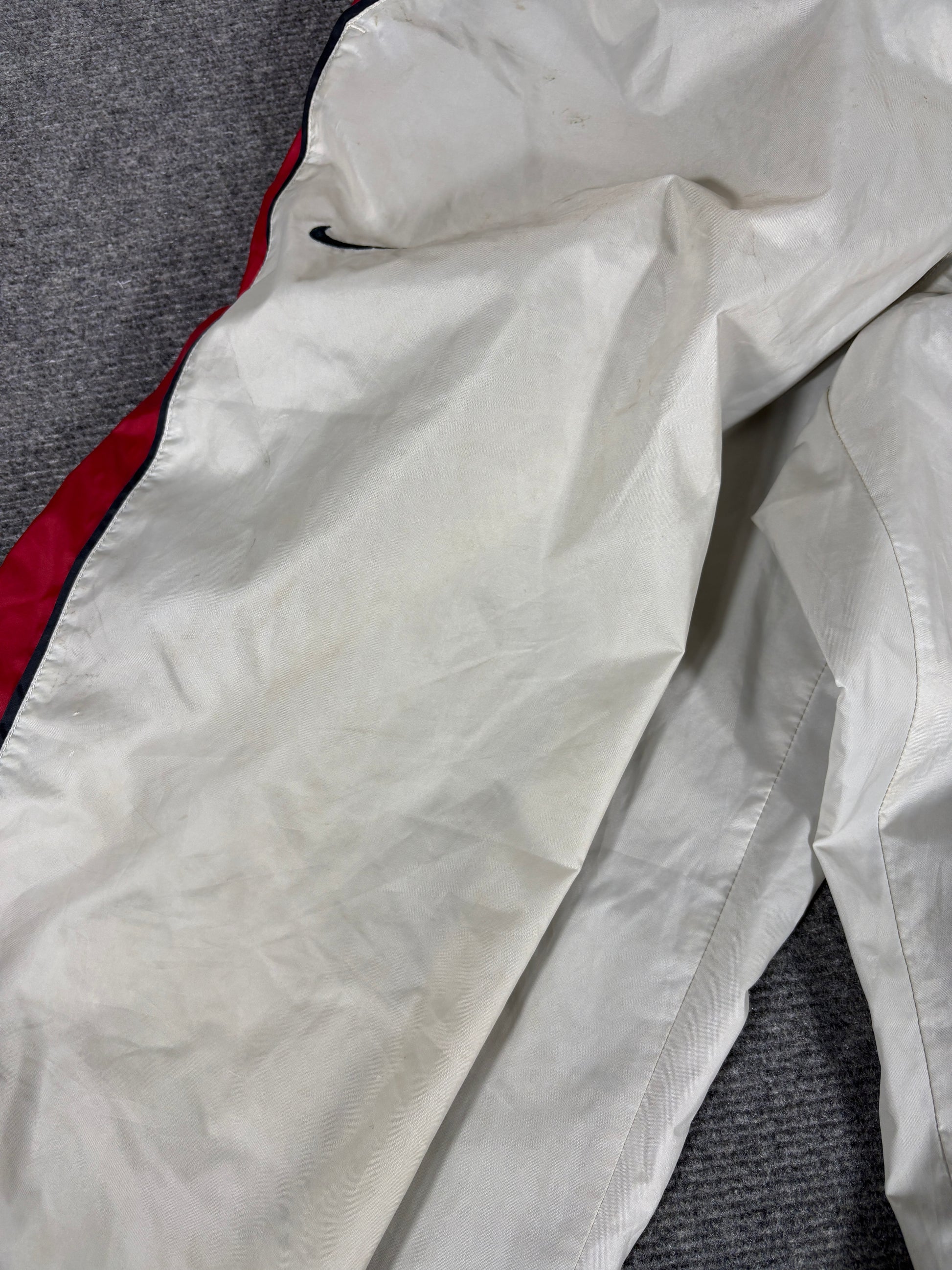 Vintage Y2K Nike Track Pants Size XL Grey Red Spell Out Wide Leg Baggy Lightweight