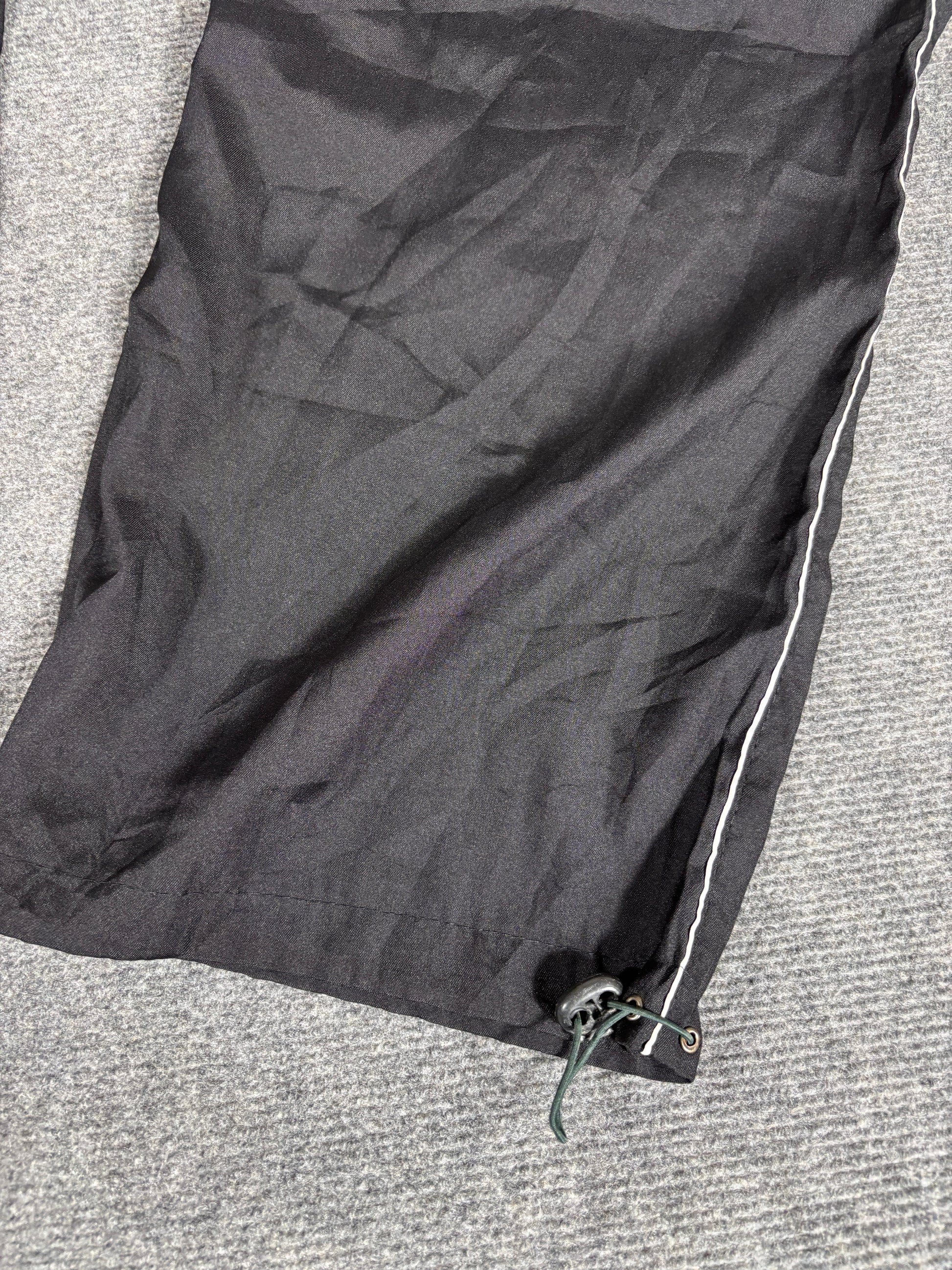 Vintage 90s Nike Track Pants Men’s M Black White Piping Swoosh Baggy Wide Bungee