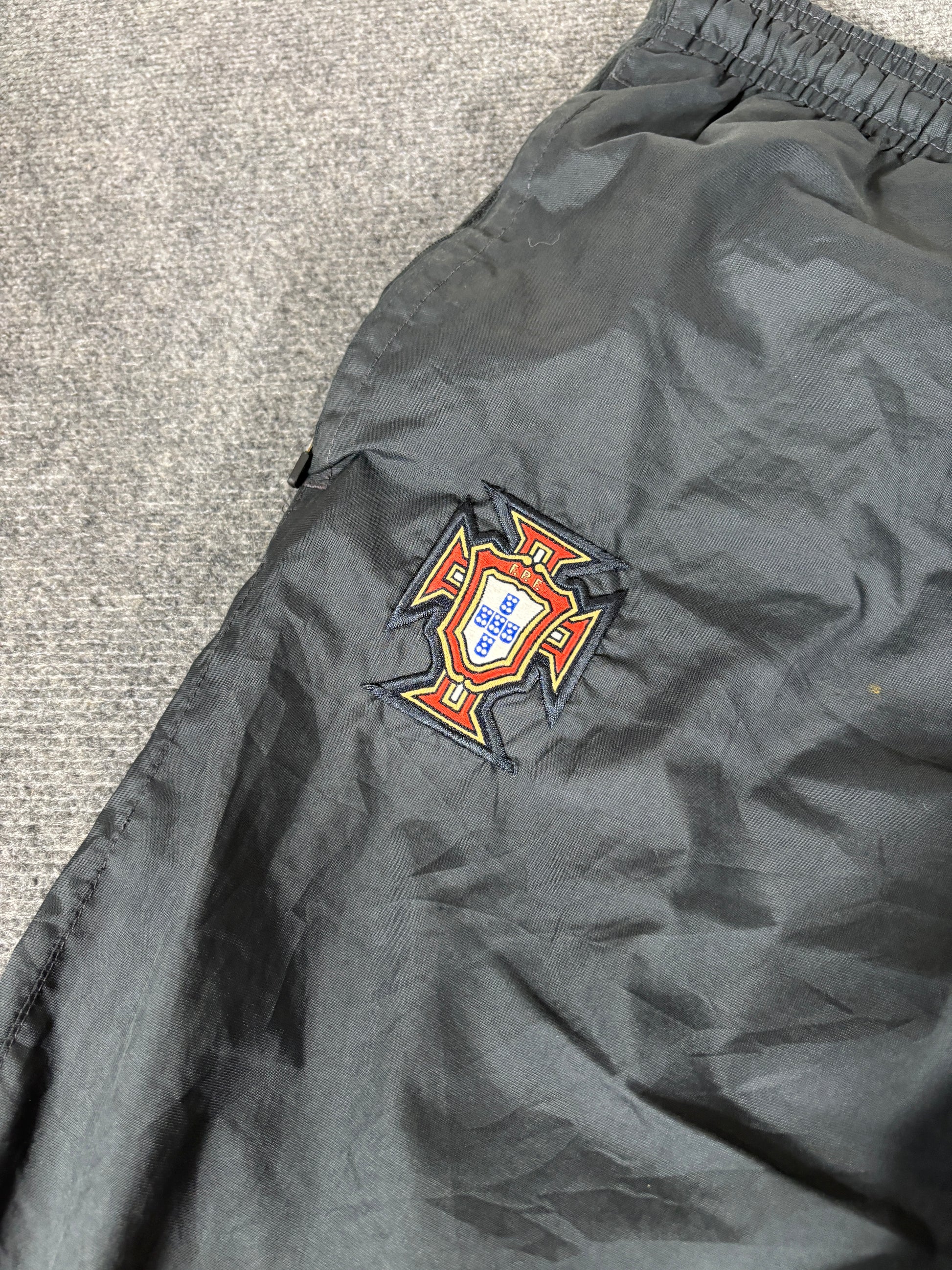 Vintage Y2K Nike Track Pants Men’s L Black Portugal Football Badge Wide Leg