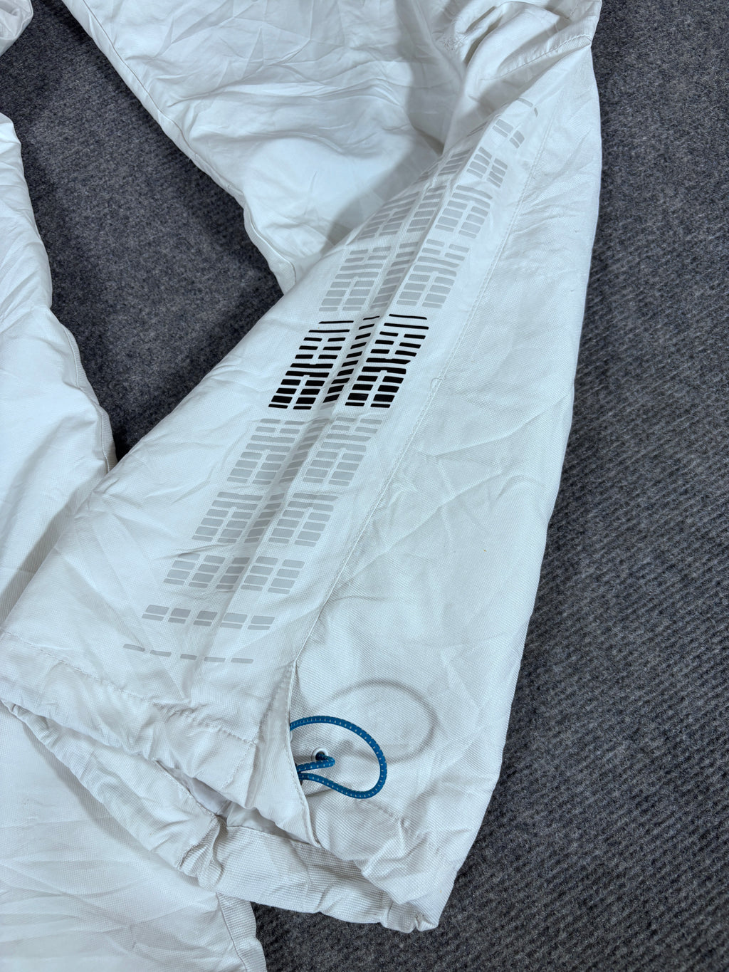 Vintage Y2K Nike Track Pants Size M White Blue Bungee Ties Wide Leg Baggy