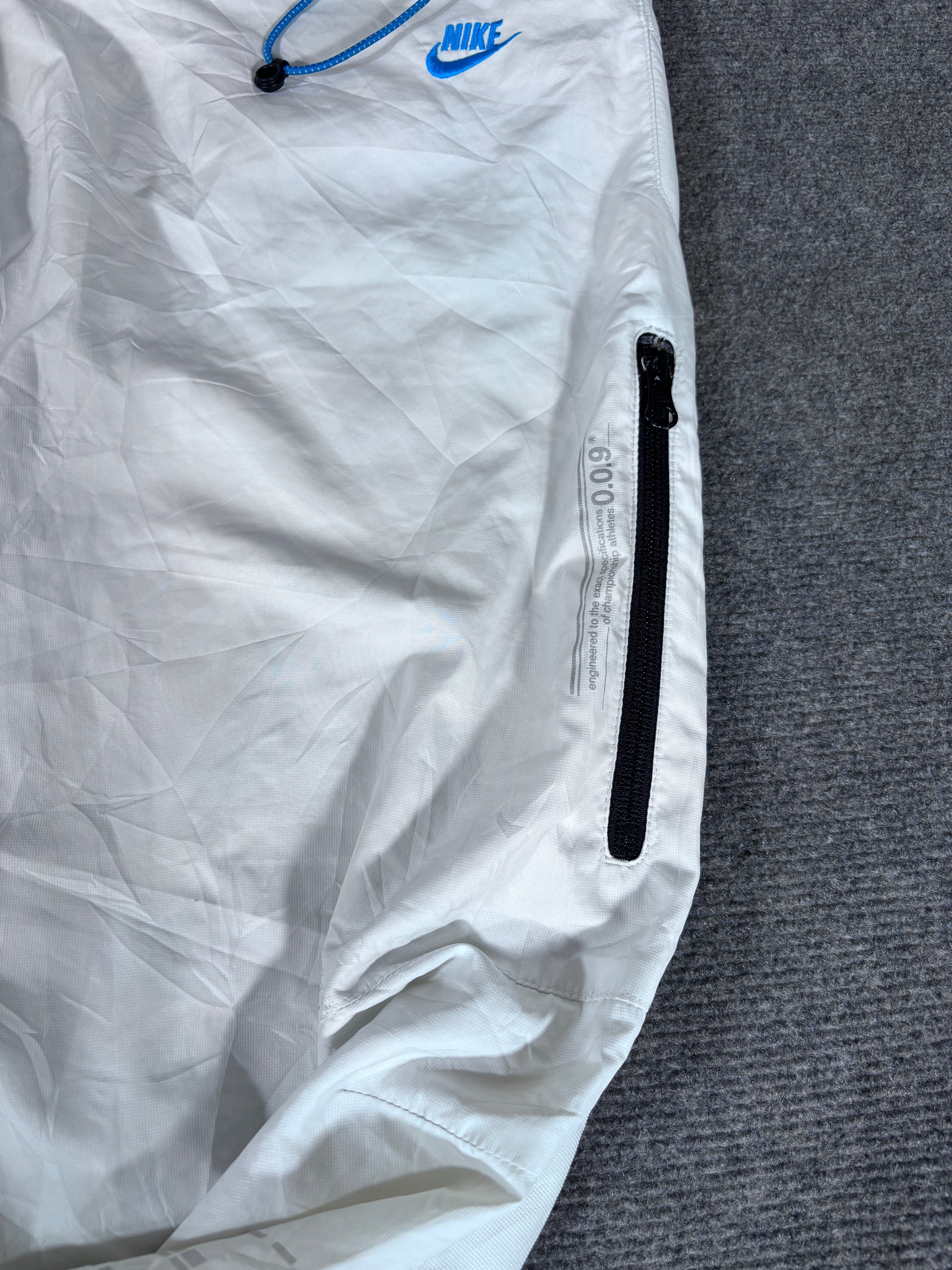 Vintage Y2K Nike Track Pants Size M White Blue Bungee Ties Wide Leg Baggy