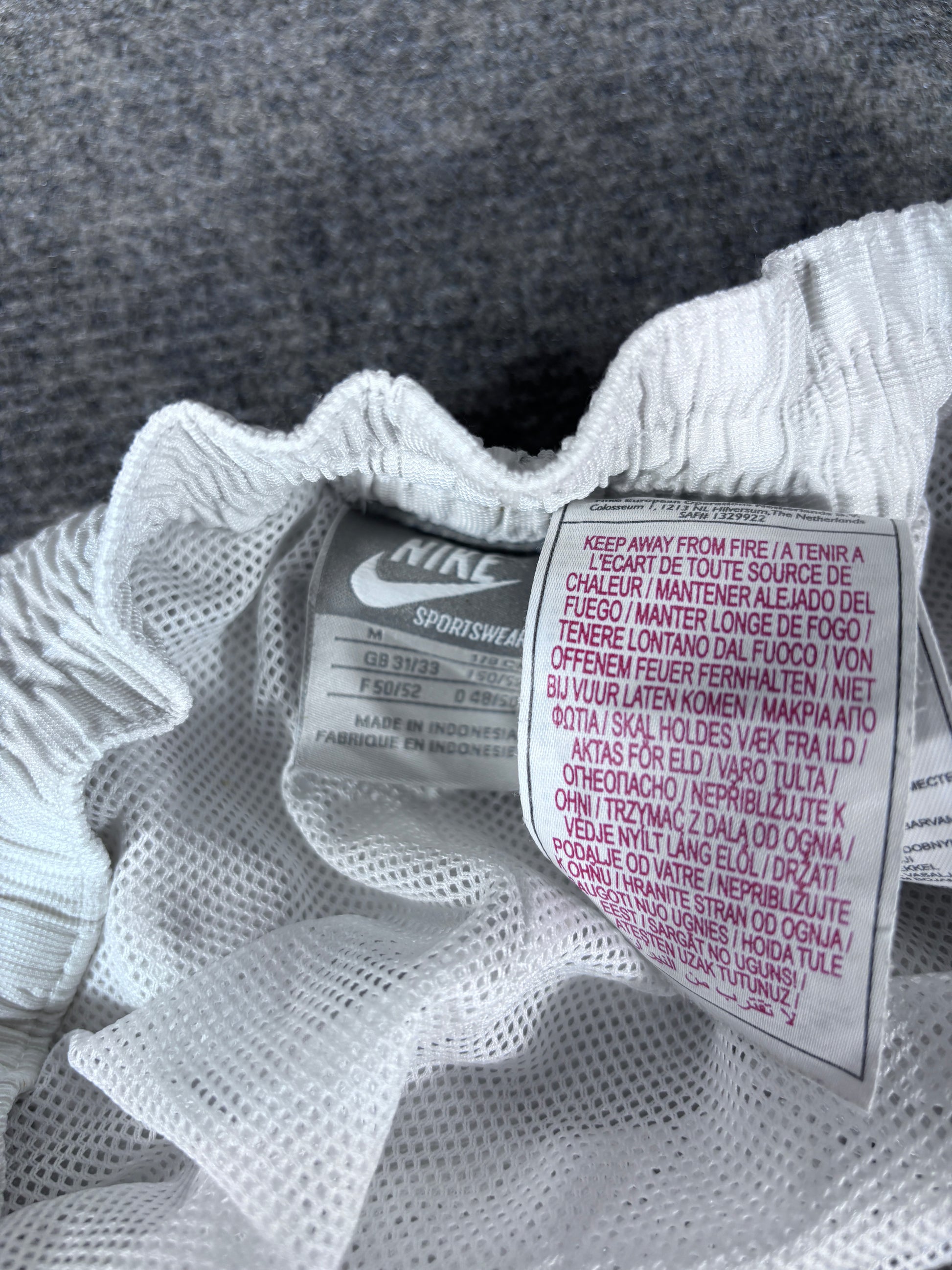 Vintage Y2K Nike Track Pants Size M White Blue Bungee Ties Wide Leg Baggy