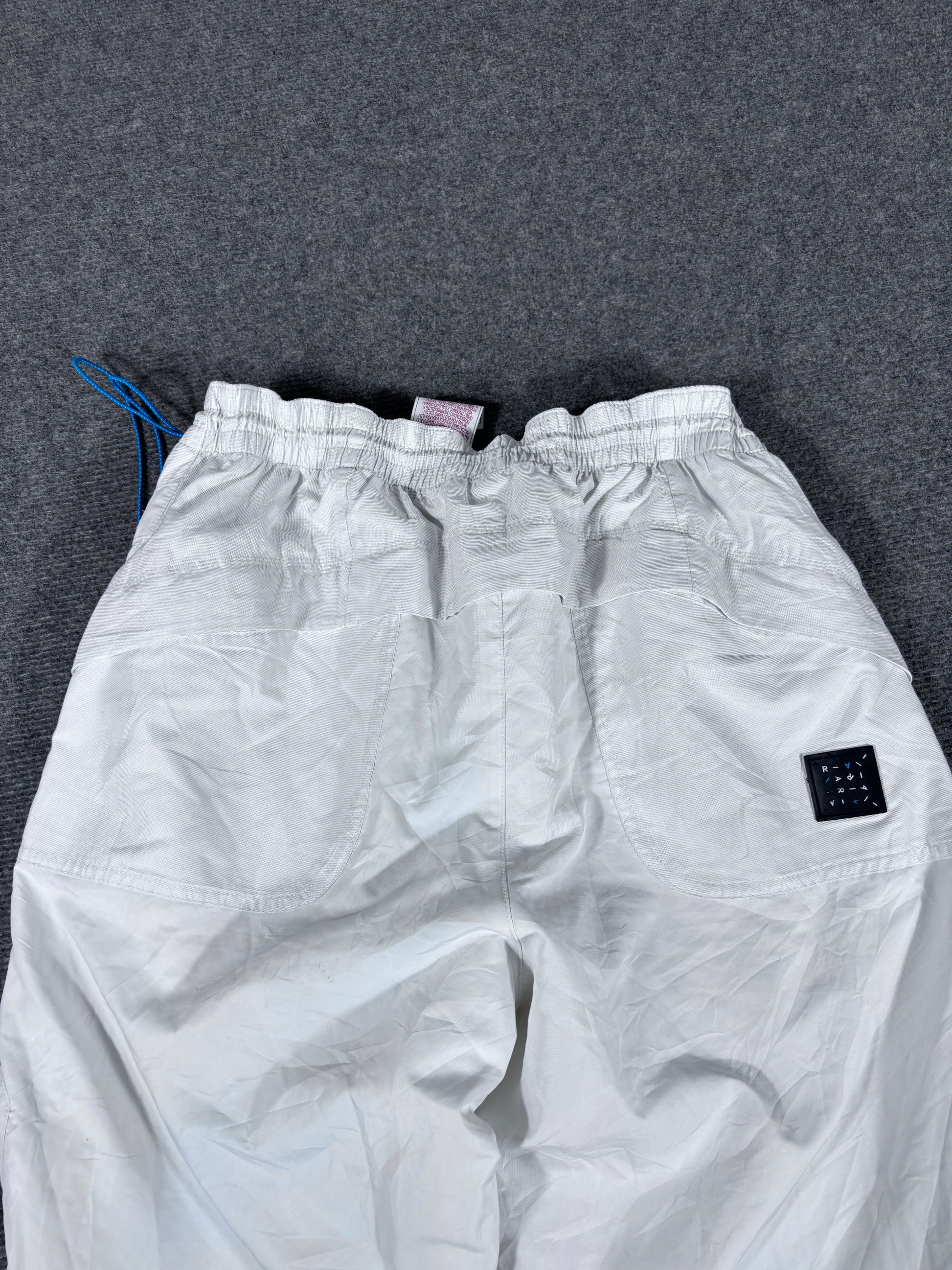 Vintage Y2K Nike Track Pants Size M White Blue Bungee Ties Wide Leg Baggy