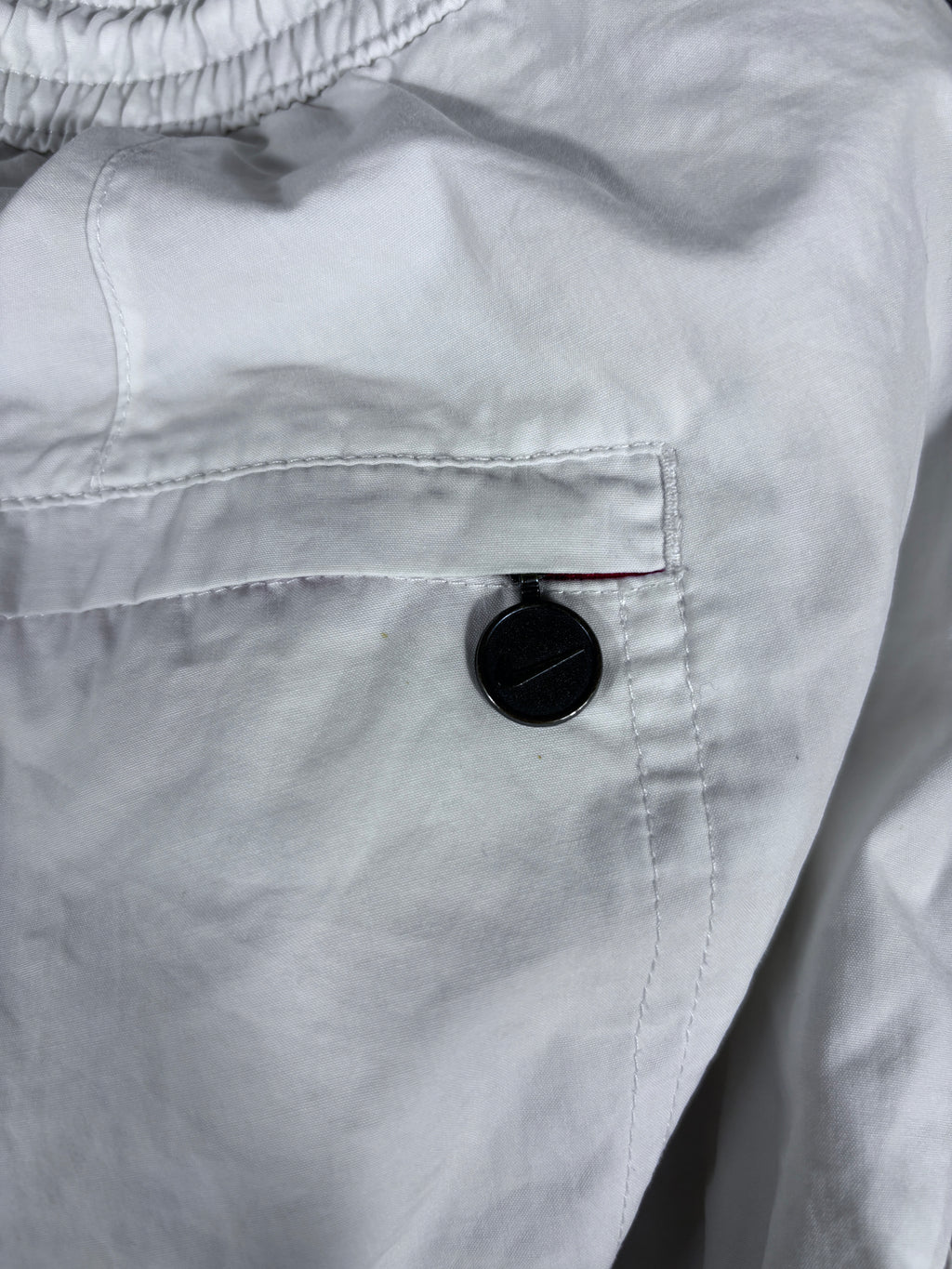 Vintage Y2K Nike Track Pants Women’s L White 3/4 Length Red Hip Logo Nylon Sweatpants