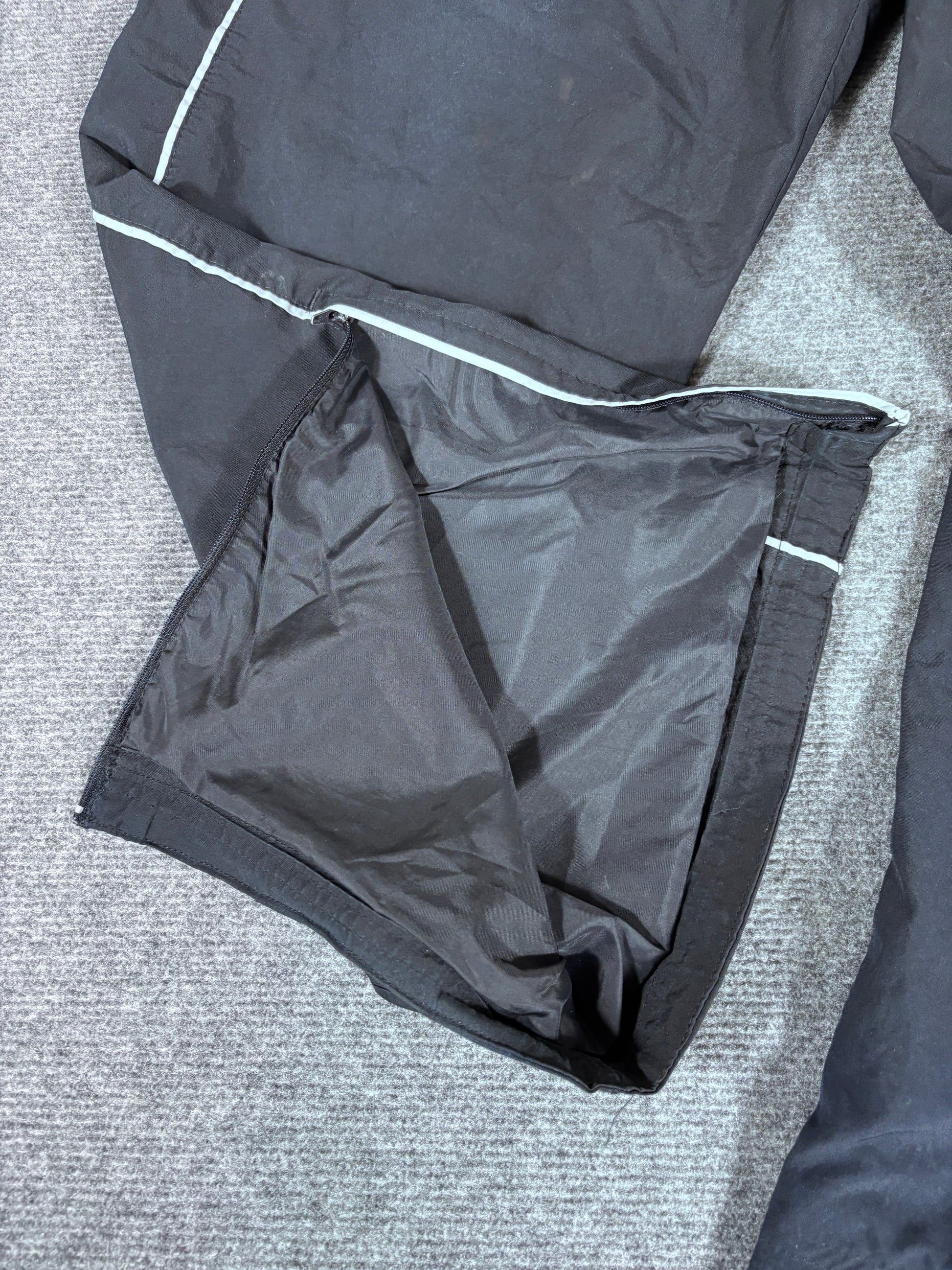 Vintage Y2K Nike Track Pants Size L Black Grey White Piping Wide Leg Ankle Zip
