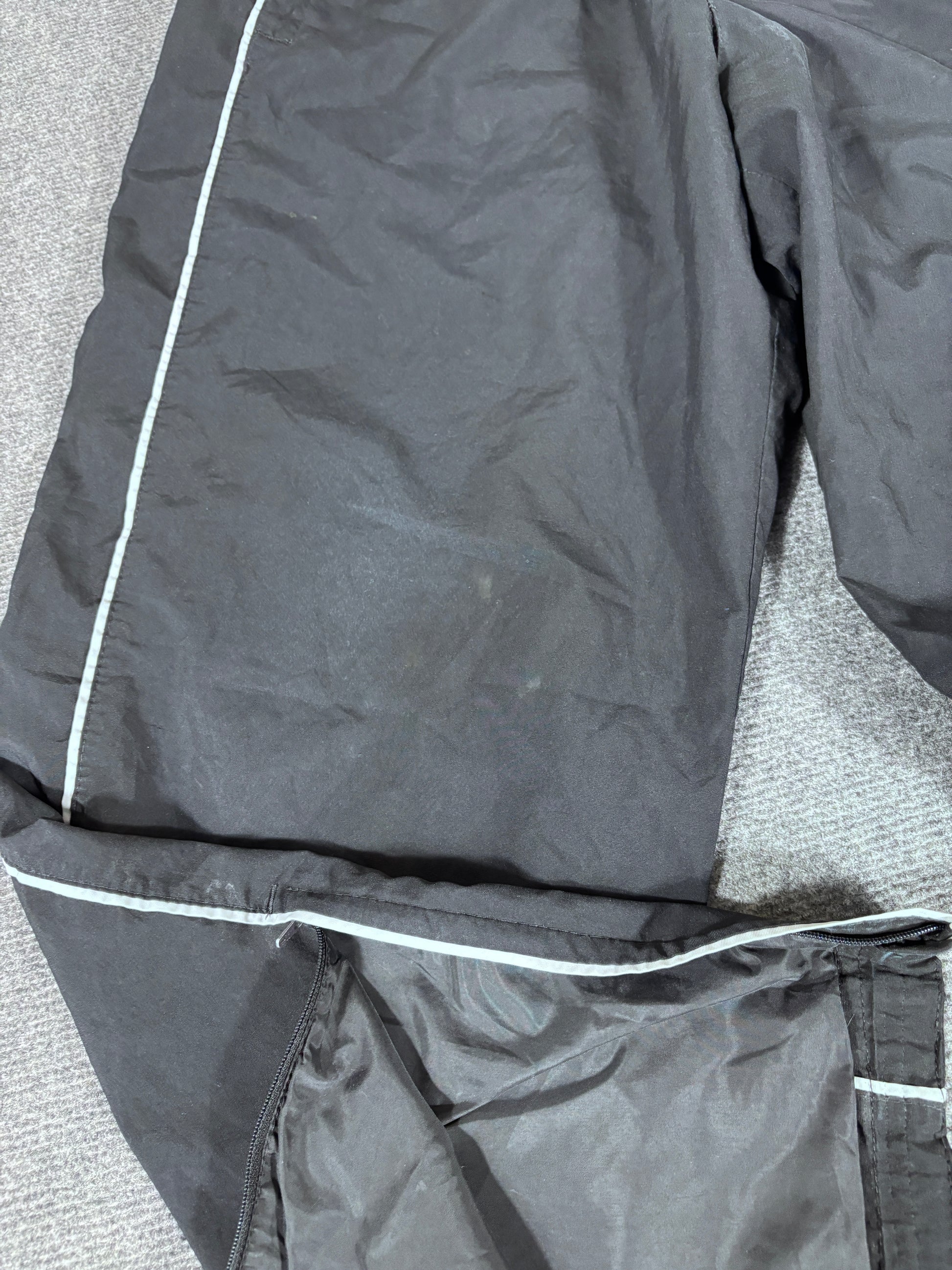 Vintage Y2K Nike Track Pants Size L Black Grey White Piping Wide Leg Ankle Zip