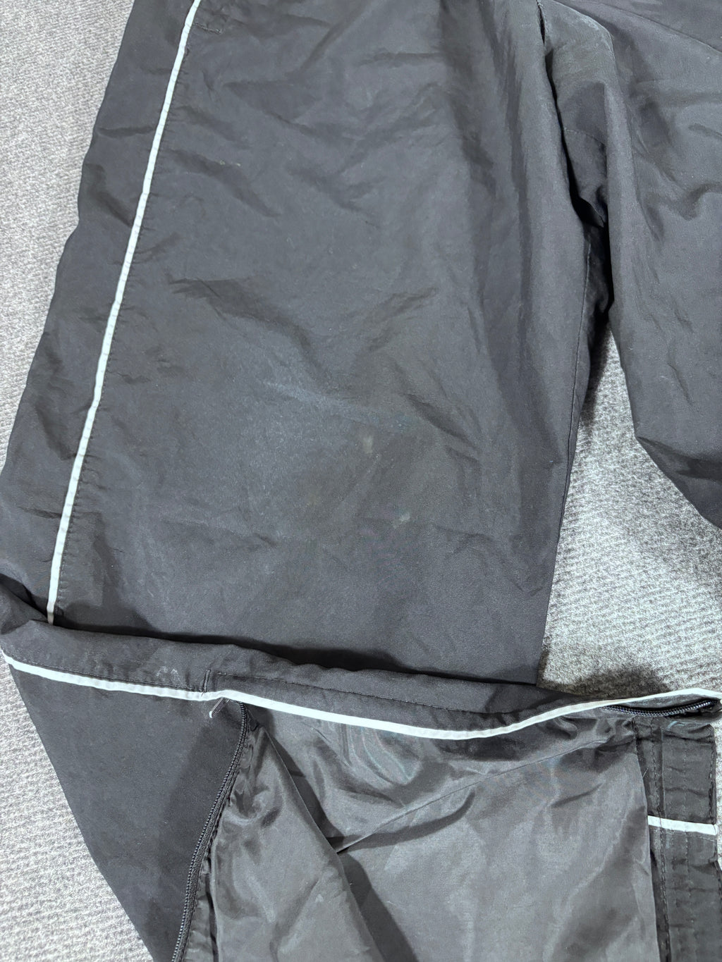 Vintage Y2K Nike Track Pants Size L Black Grey White Piping Wide Leg Ankle Zip