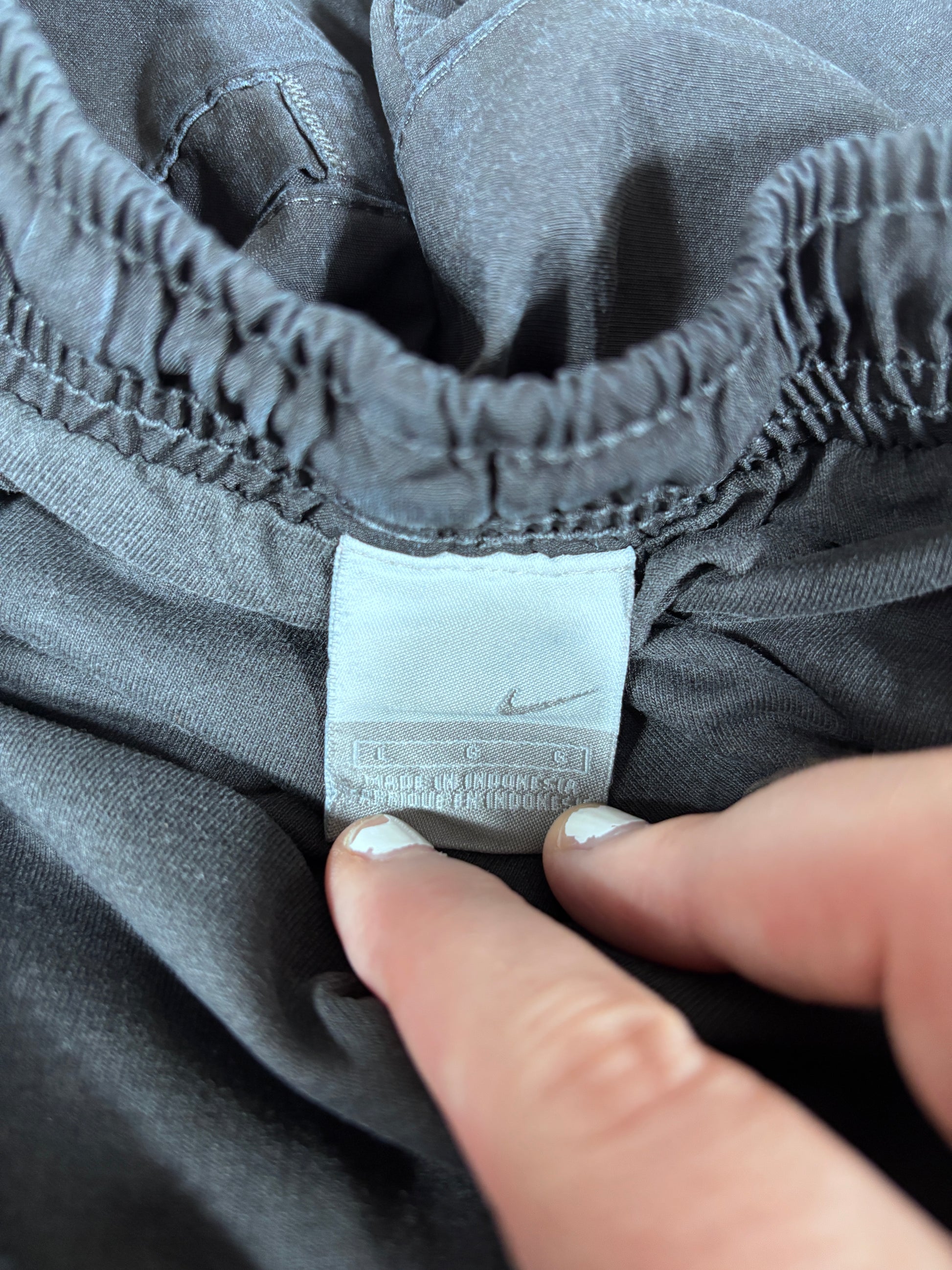 Vintage Y2K Nike Track Pants Size L Black Grey White Piping Wide Leg Ankle Zip