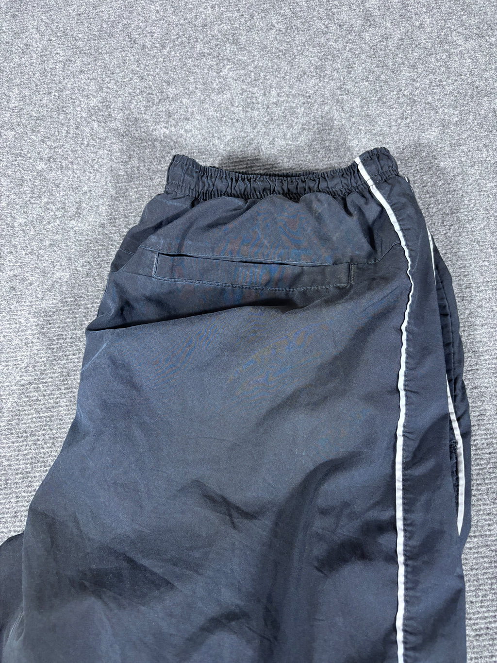 Vintage Y2K Nike Track Pants Size L Black Grey White Piping Wide Leg Ankle Zip