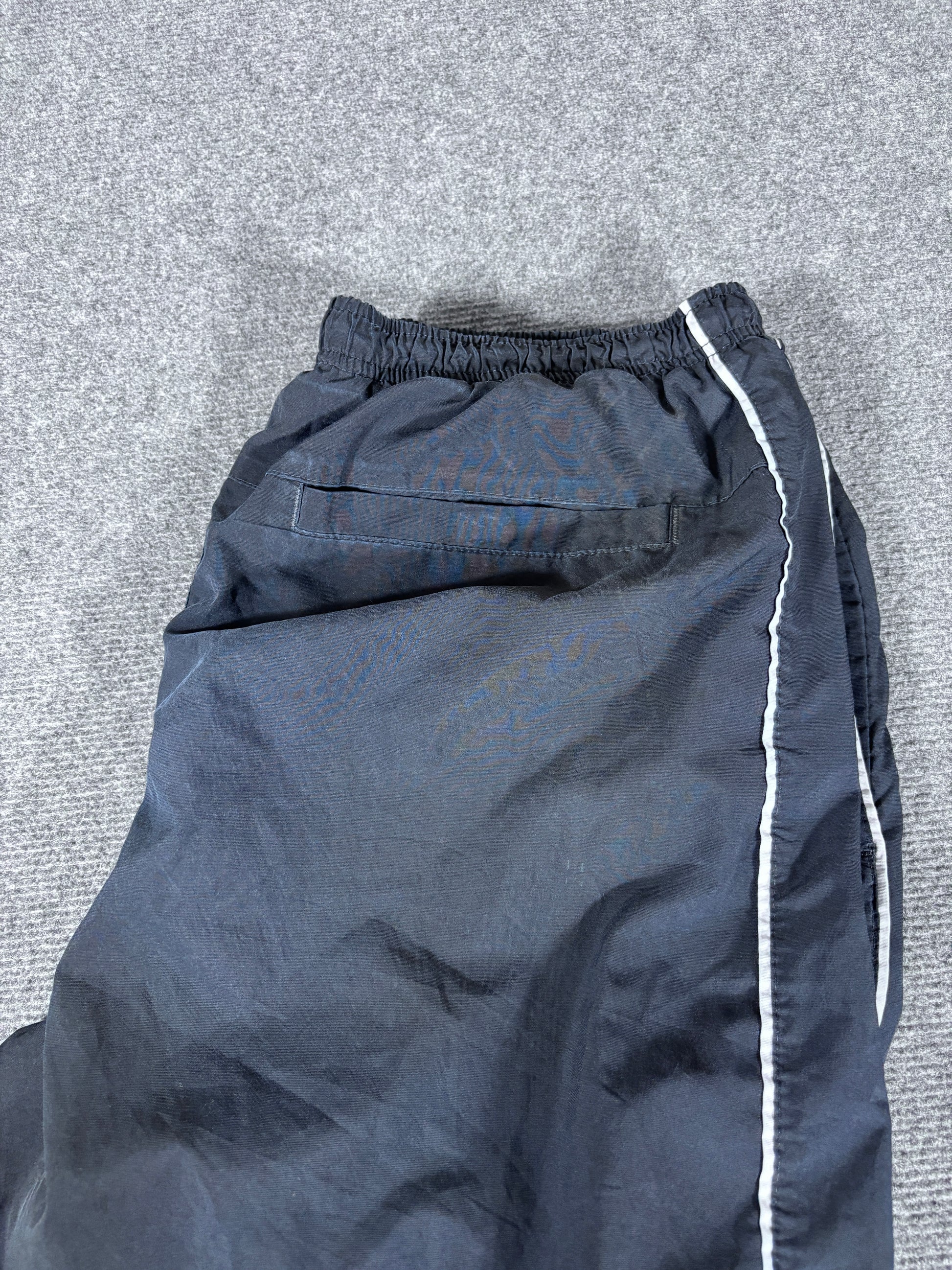 Vintage Y2K Nike Track Pants Size L Black Grey White Piping Wide Leg Ankle Zip