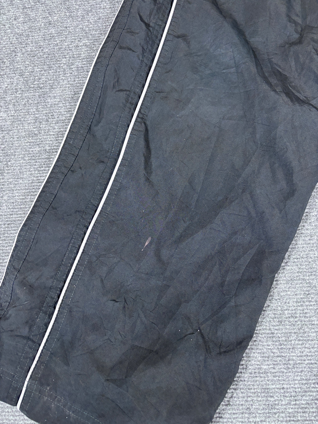 Vintage Y2K Nike Track Pants Men’s L Black Grey Double Piping Hip Logo Wide Leg