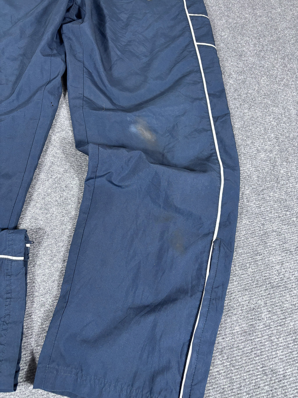 Vintage Y2K Nike Track Pants Size M Navy White Piping Baggy Wide Leg Classic