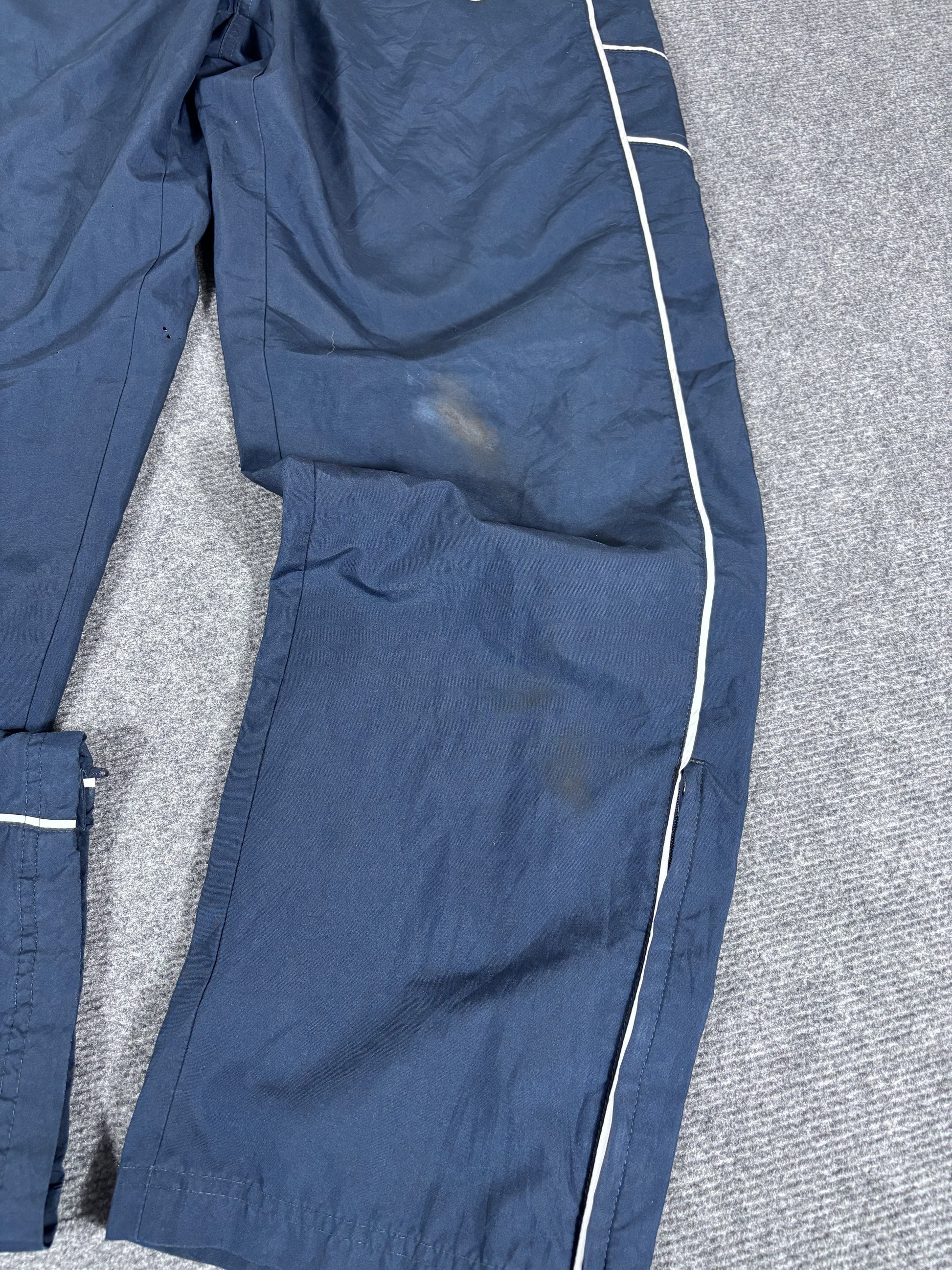 Vintage Y2K Nike Track Pants Size M Navy White Piping Baggy Wide Leg Classic