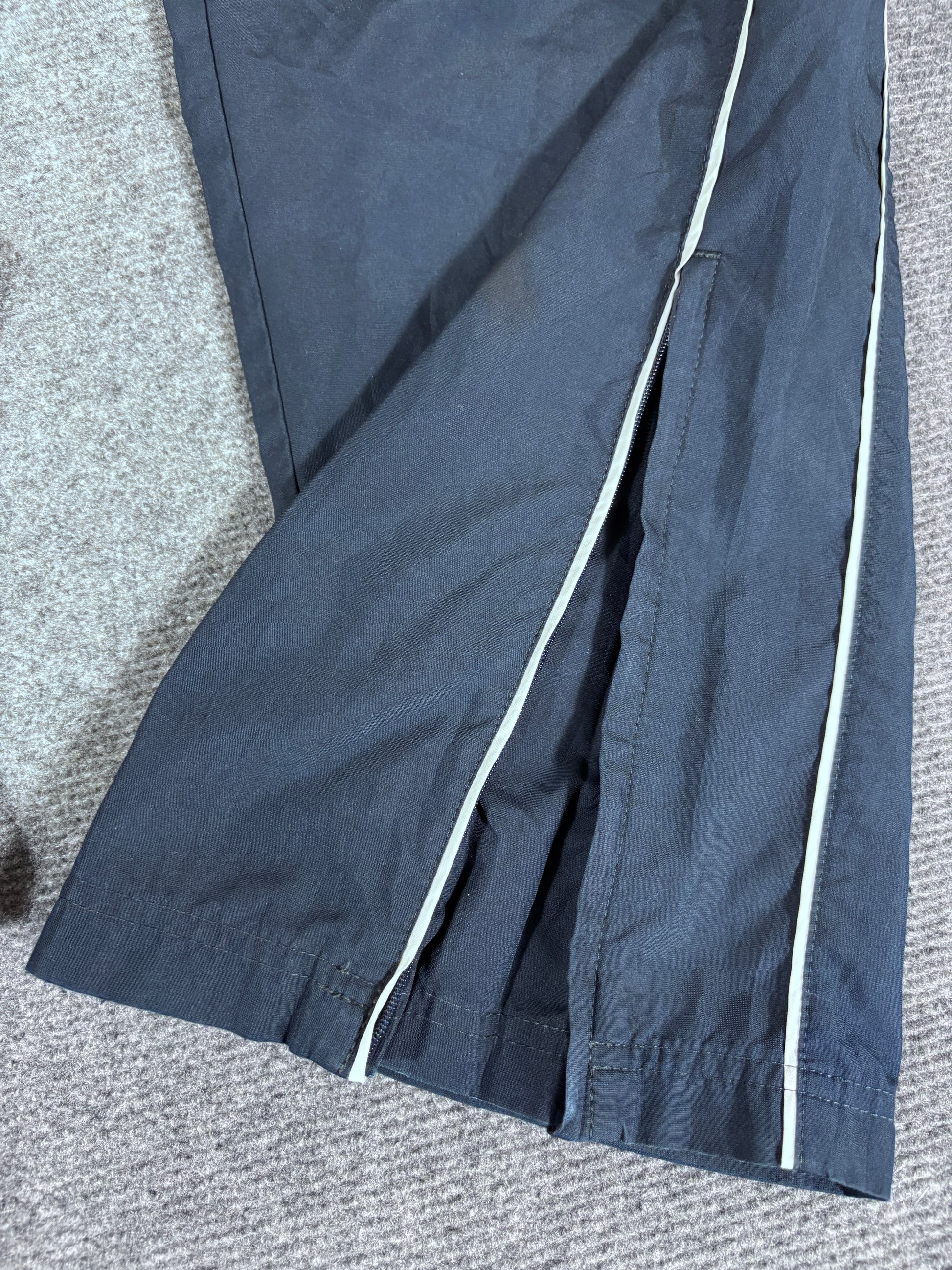 Vintage Y2K Nike Track Pants Size M Navy White Piping Baggy Wide Leg Classic