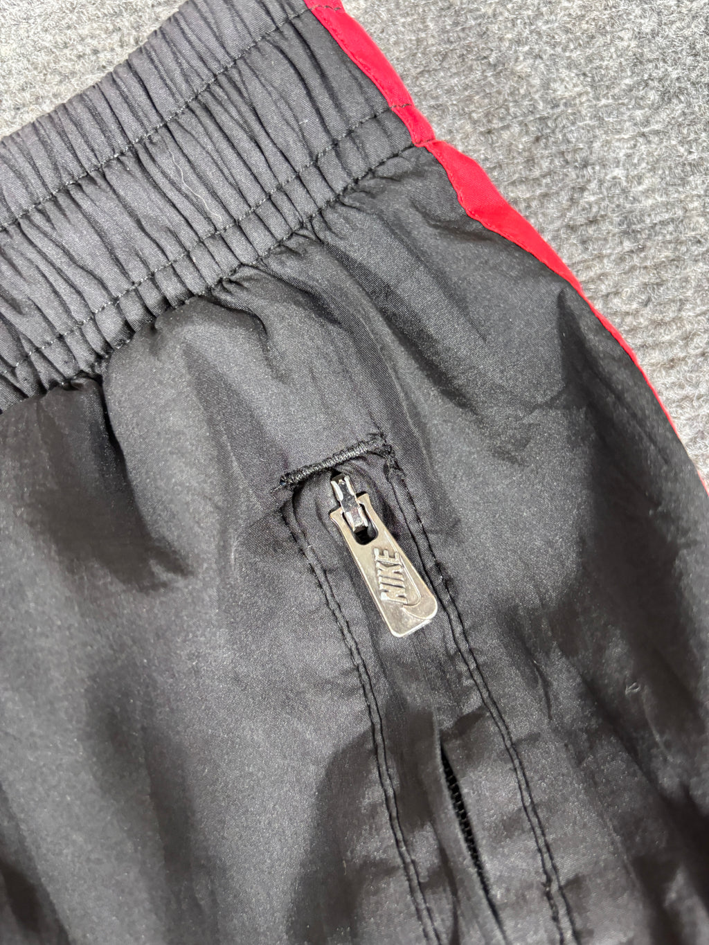 Vintage Y2K Nike Track Pants Size L Black Red Piping Manchester United Nylon Style