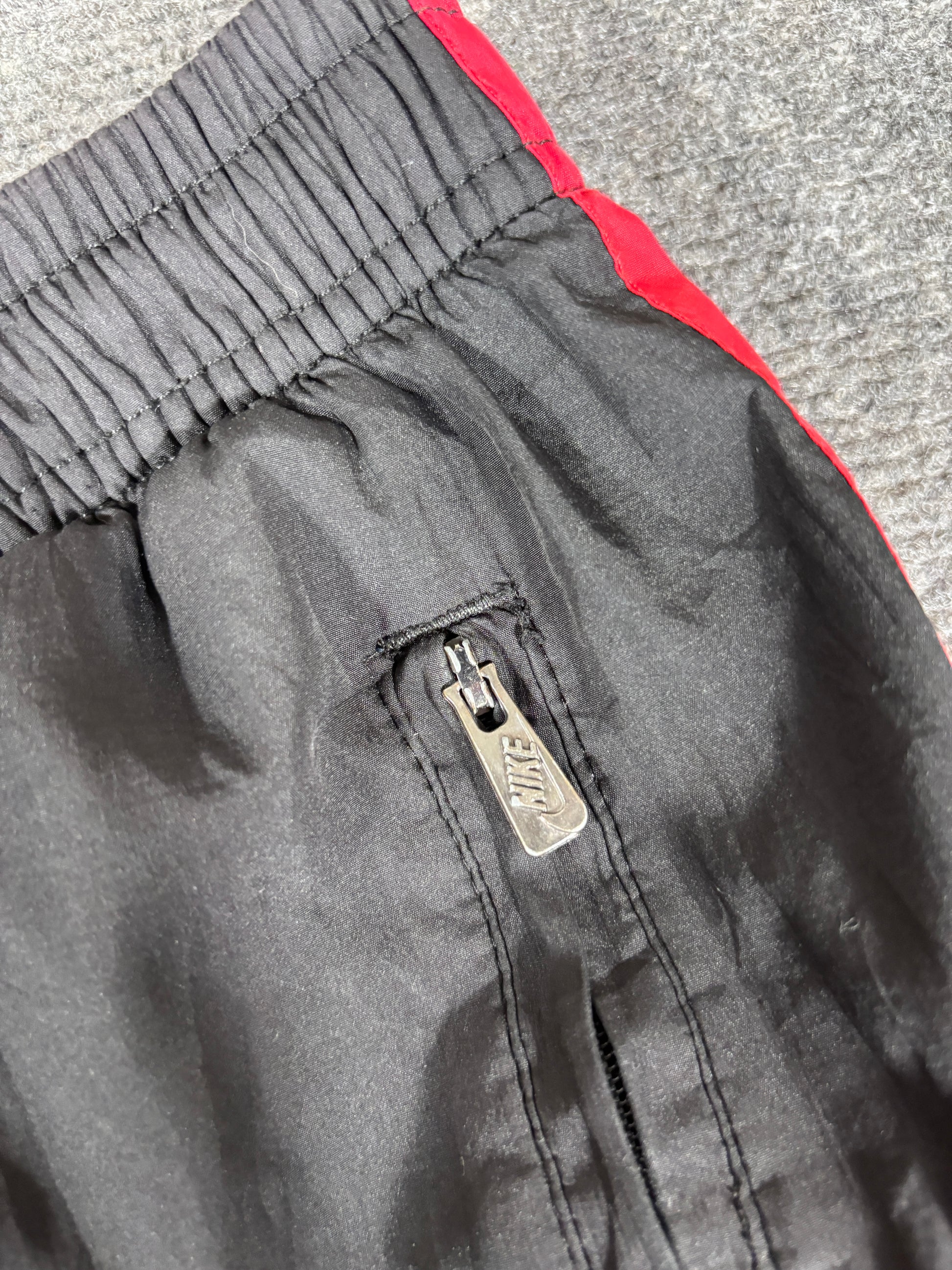 Vintage Y2K Nike Track Pants Size L Black Red Piping Manchester United Nylon Style