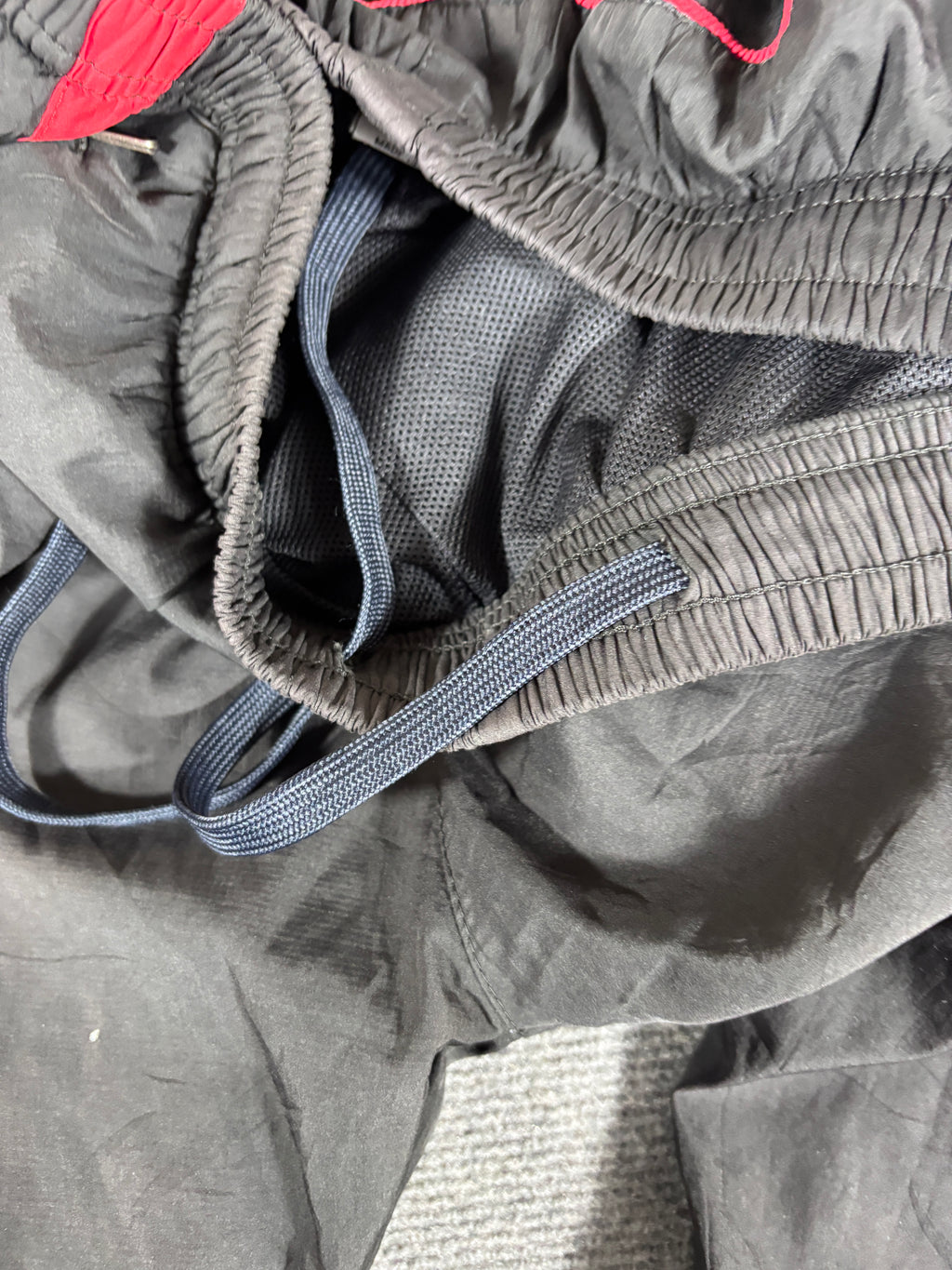 Vintage Y2K Nike Track Pants Size L Black Red Piping Manchester United Nylon Style