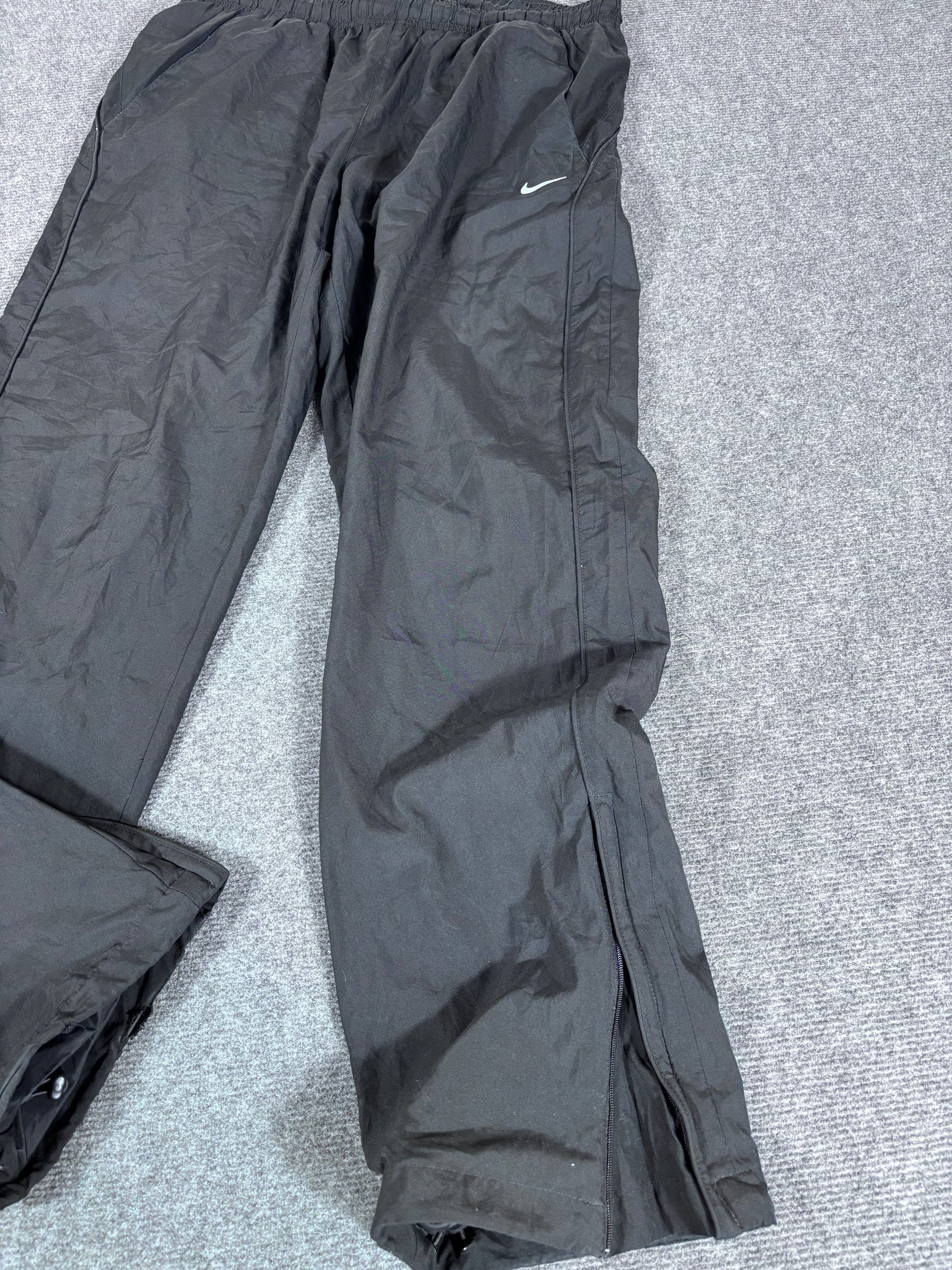 Nike Track Pants Size XL Black White Swoosh Ankle Zip Windbreakers