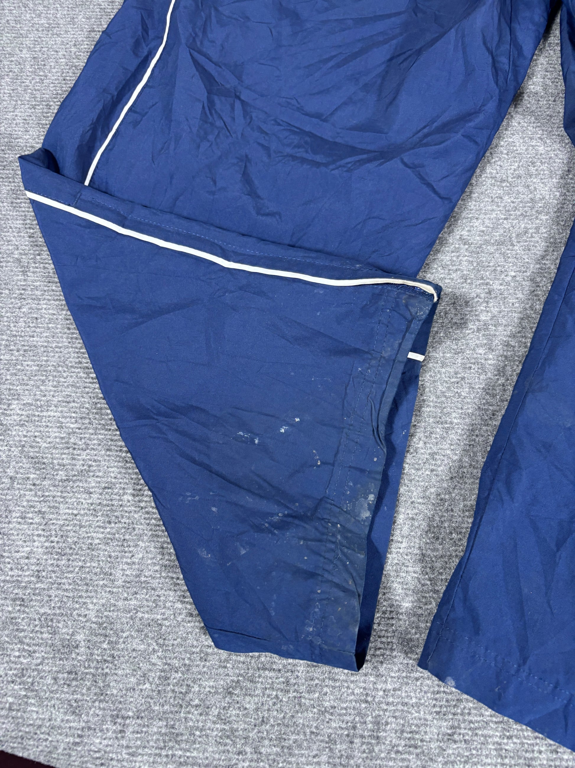 Vintage Y2K Nike Track Pants Size XL Navy Double White Piping Wide Leg Nylon Style