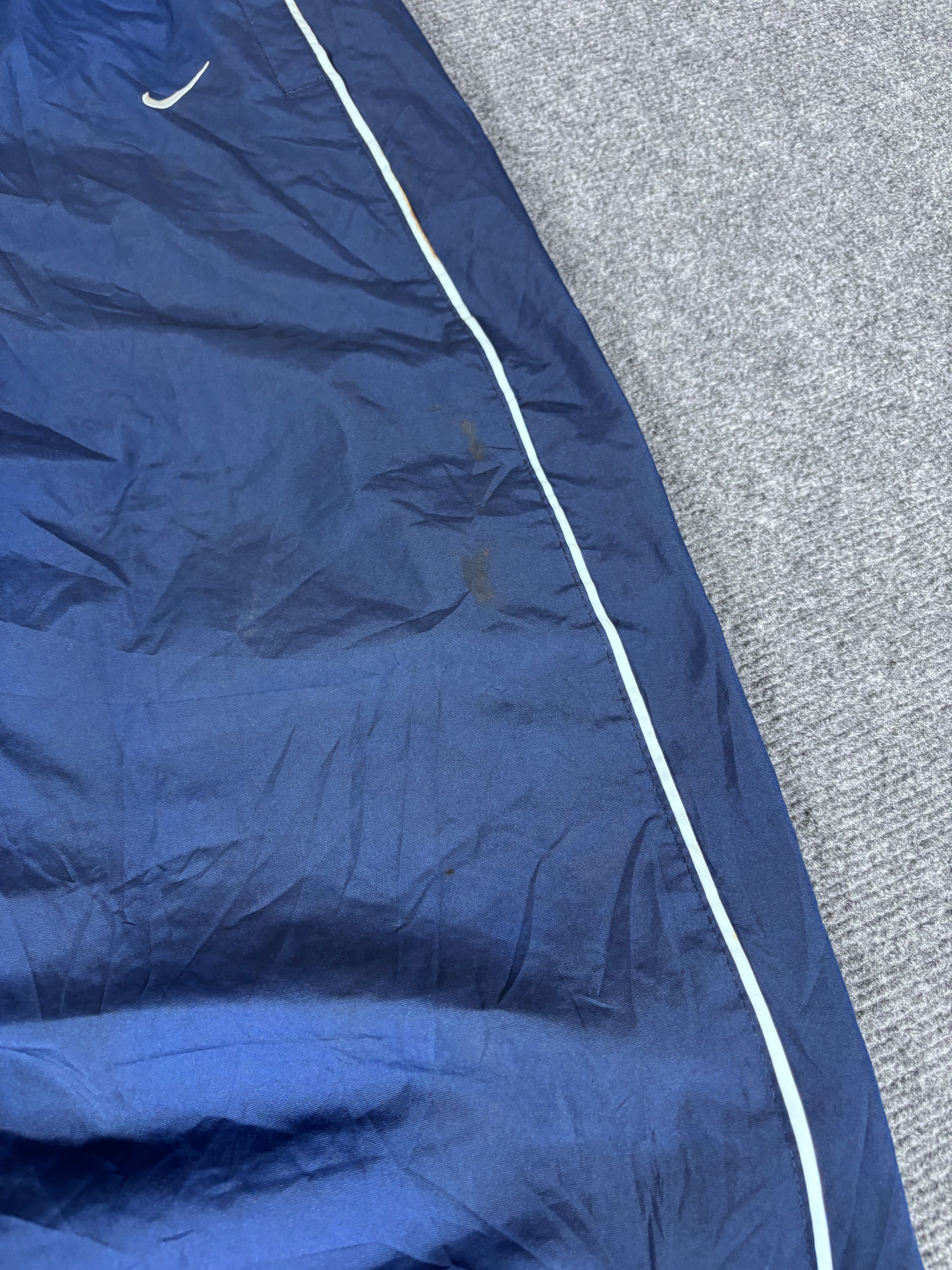 Vintage Y2K Nike Track Pants Size XL Navy Double White Piping Wide Leg Nylon Style