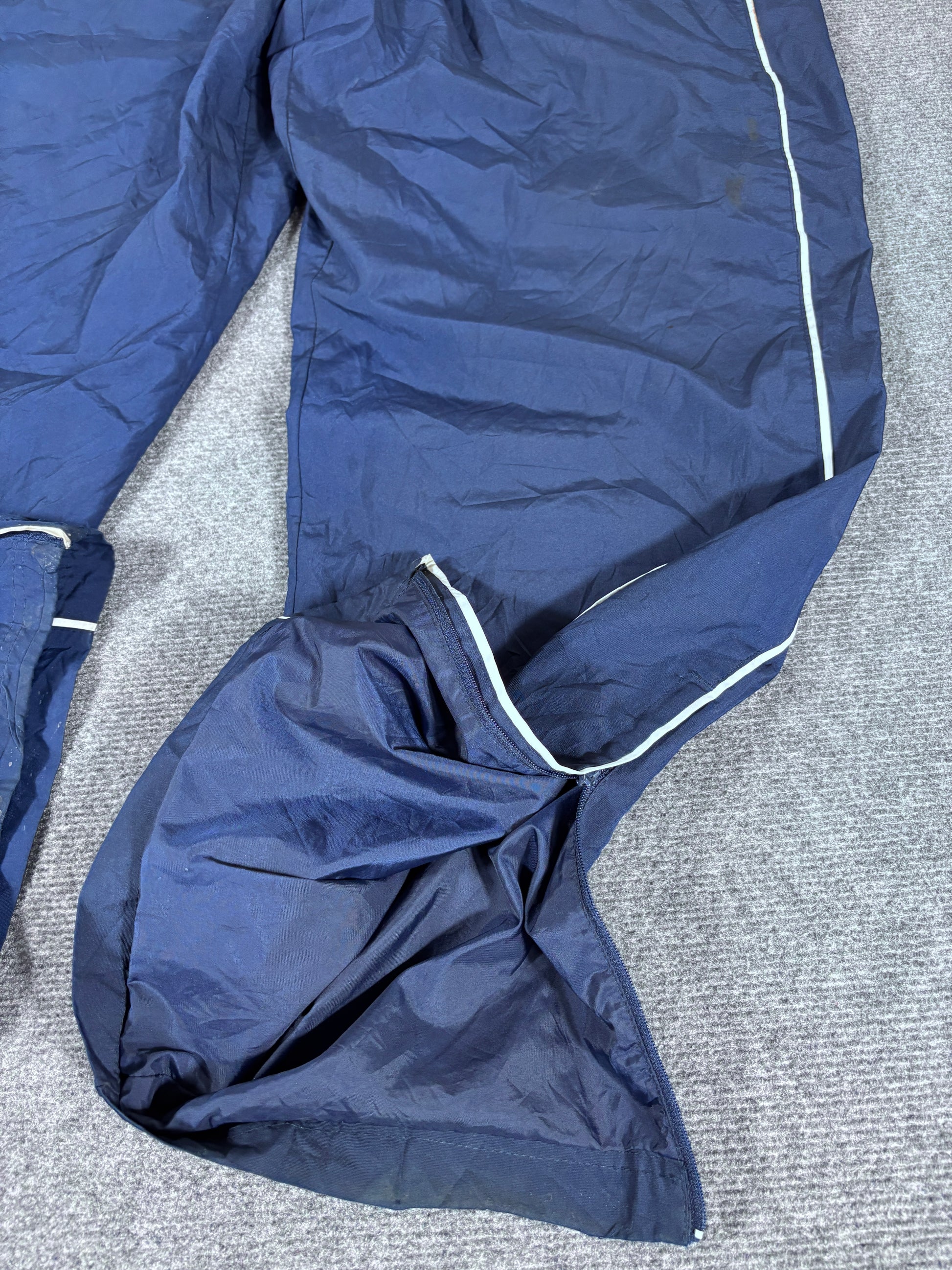 Vintage Y2K Nike Track Pants Size XL Navy Double White Piping Wide Leg Nylon Style