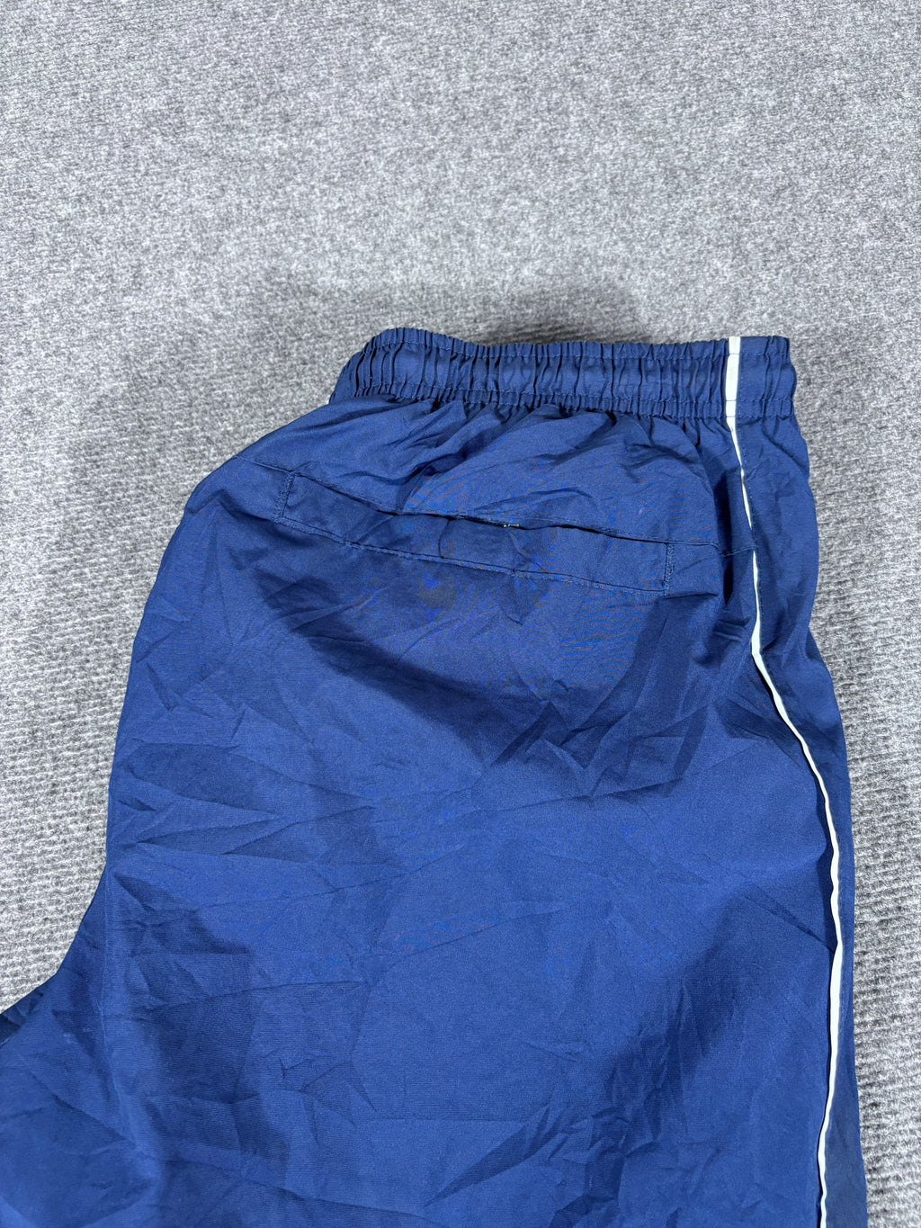 Vintage Y2K Nike Track Pants Size XL Navy Double White Piping Wide Leg Nylon Style