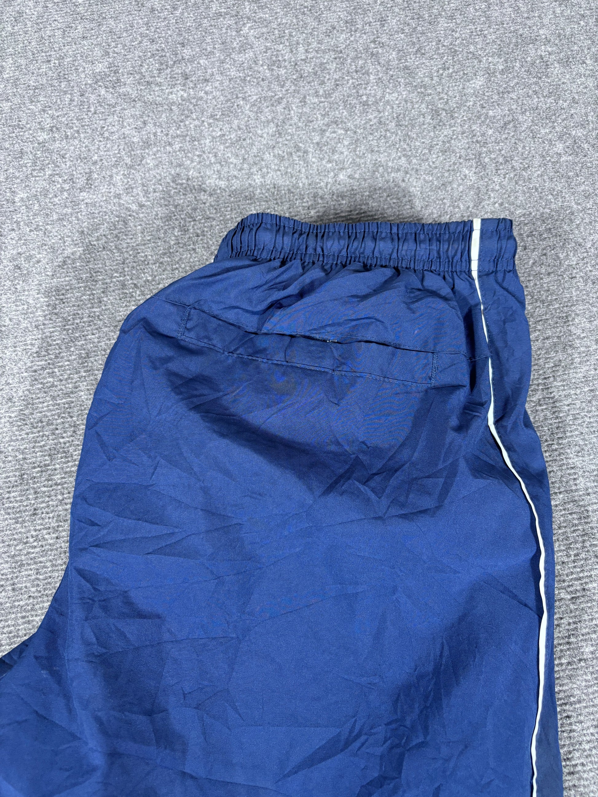 Vintage Y2K Nike Track Pants Size XL Navy Double White Piping Wide Leg Nylon Style