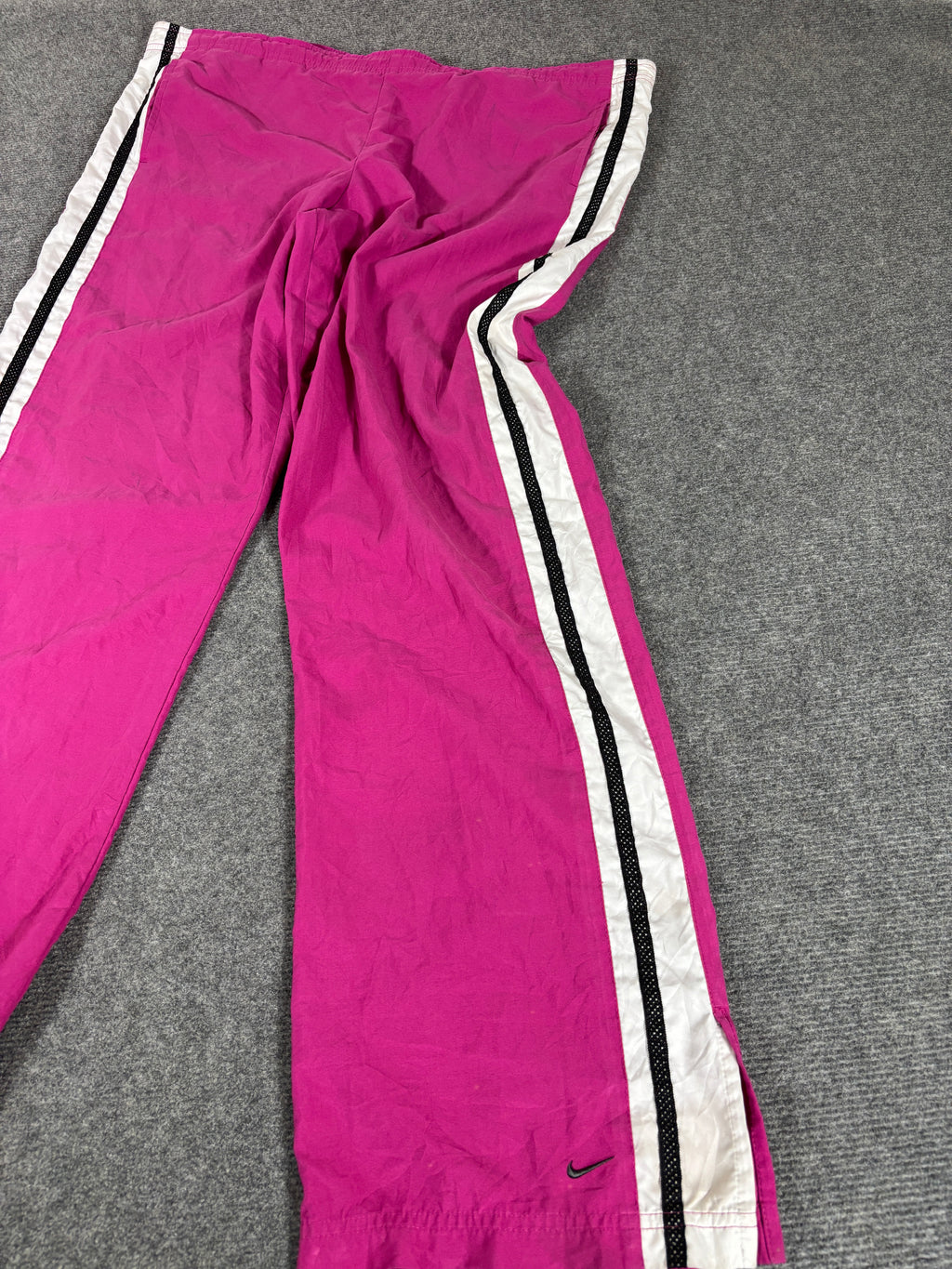 Vintage Y2K Nike Track Pants Women’s L Pink Purple White Side Ankle Swoosh