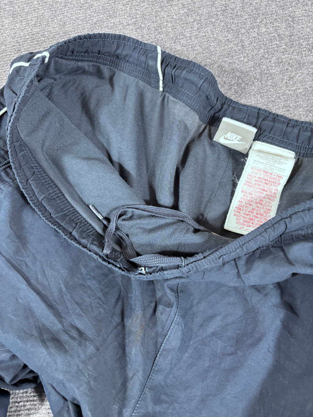 Vintage Y2K Nike Track Pants Size XL Navy White Piping Wide Leg Baggy Ankle Swoosh