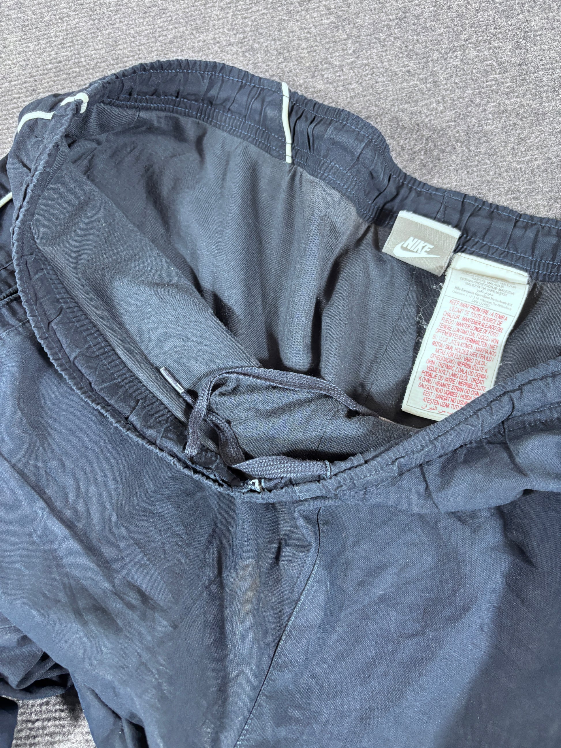 Vintage Y2K Nike Track Pants Size XL Navy White Piping Wide Leg Baggy Ankle Swoosh