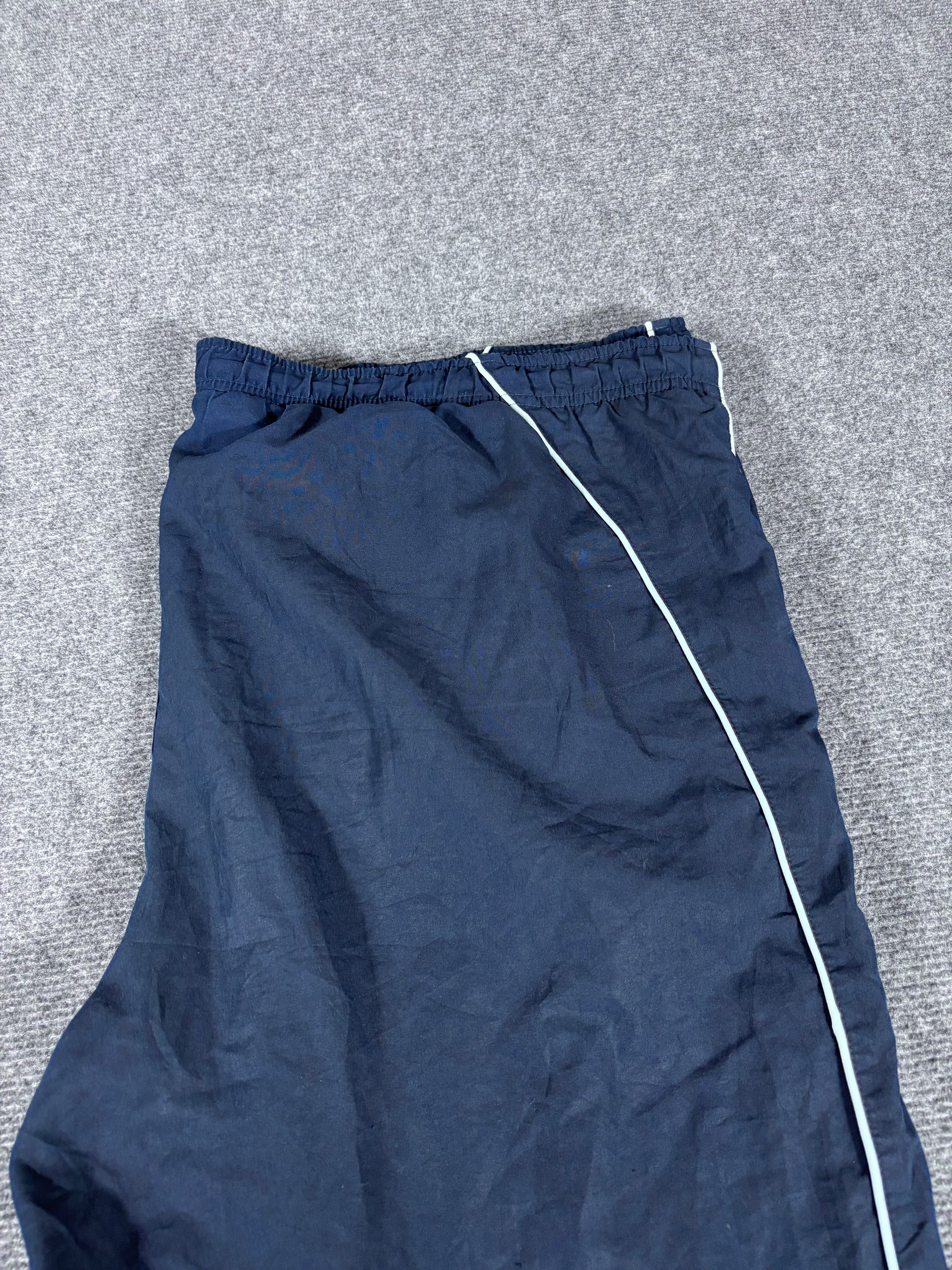 Vintage Y2K Nike Track Pants Size XL Navy White Piping Wide Leg Baggy Ankle Swoosh