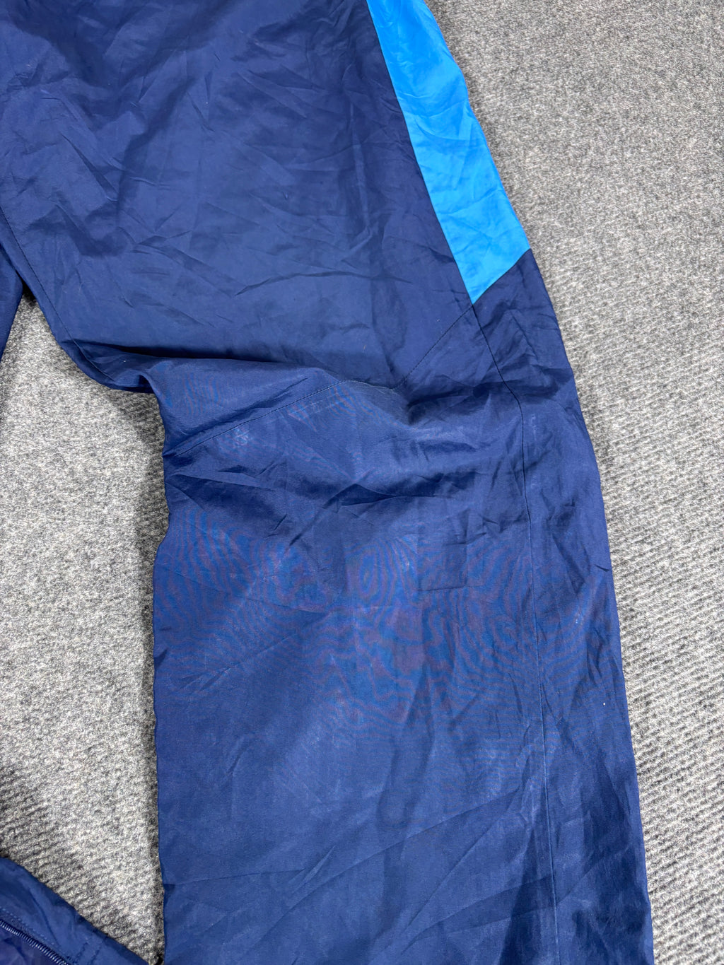 Vintage Y2K Nike Track Pants Men’s L Navy Blue White Swoosh Baggy Wide Leg Ankle Zip