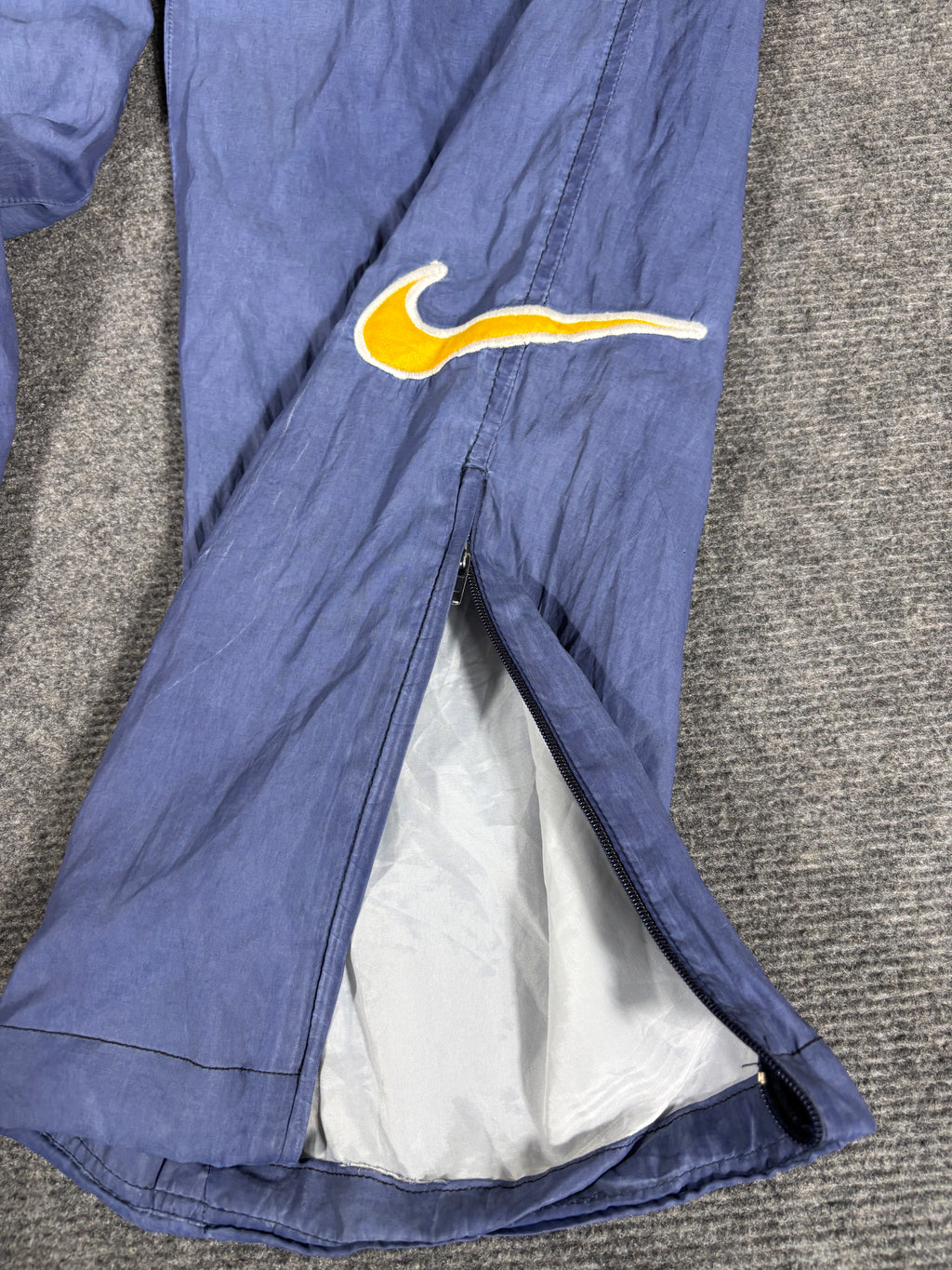 Vintage 90s Nike Trackpants M Purple Yellow Swoosh Retro Nylon Windbreakers