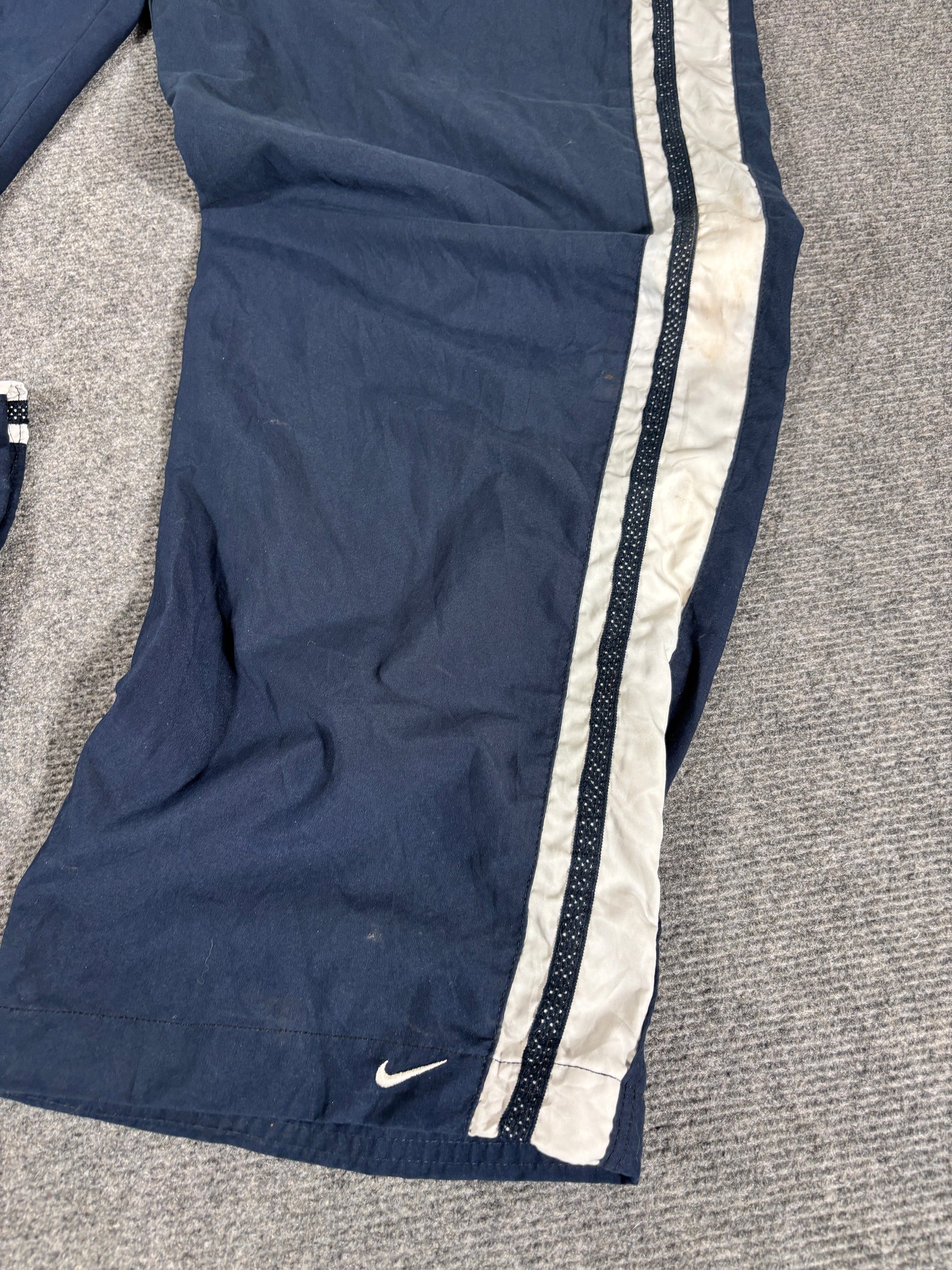 Vintage Y2K Nike Track Pants Size XXL Navy White Swoosh Ankle Slit Classic