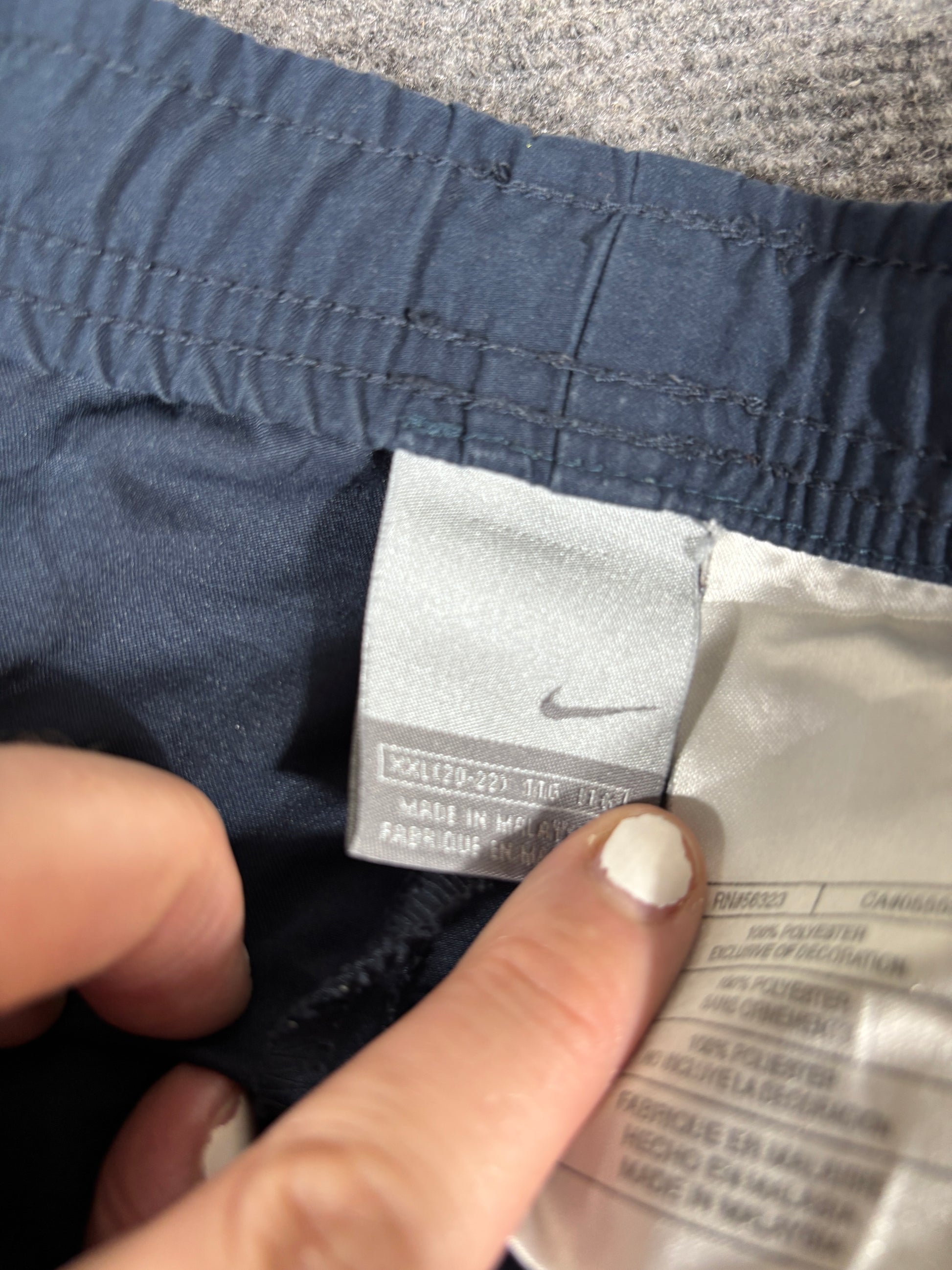 Vintage Y2K Nike Track Pants Size XXL Navy White Swoosh Ankle Slit Classic