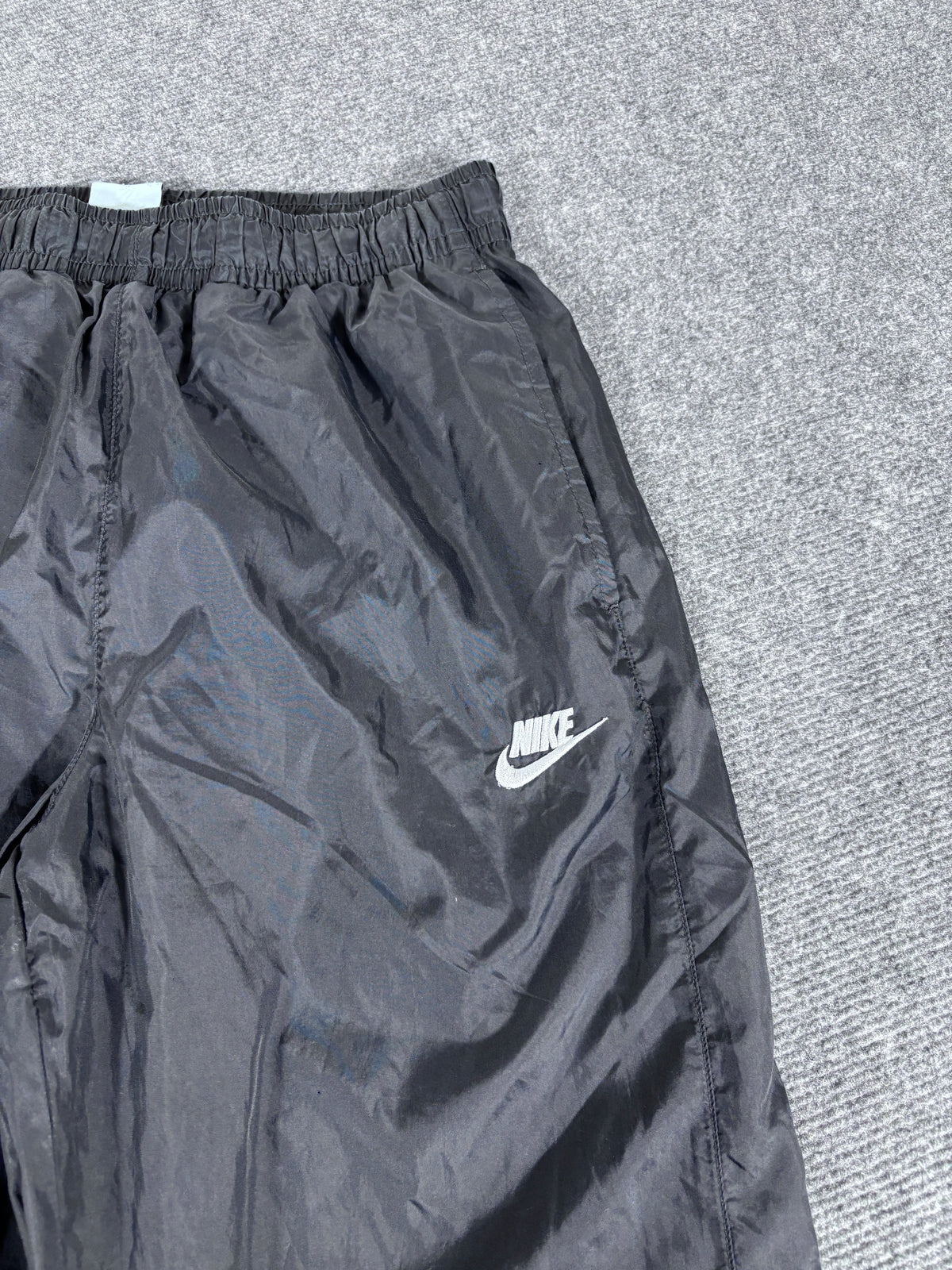 Nike Track Pants Size S Black White Logo Straight Tapered Cuffed Classic Windbreakers