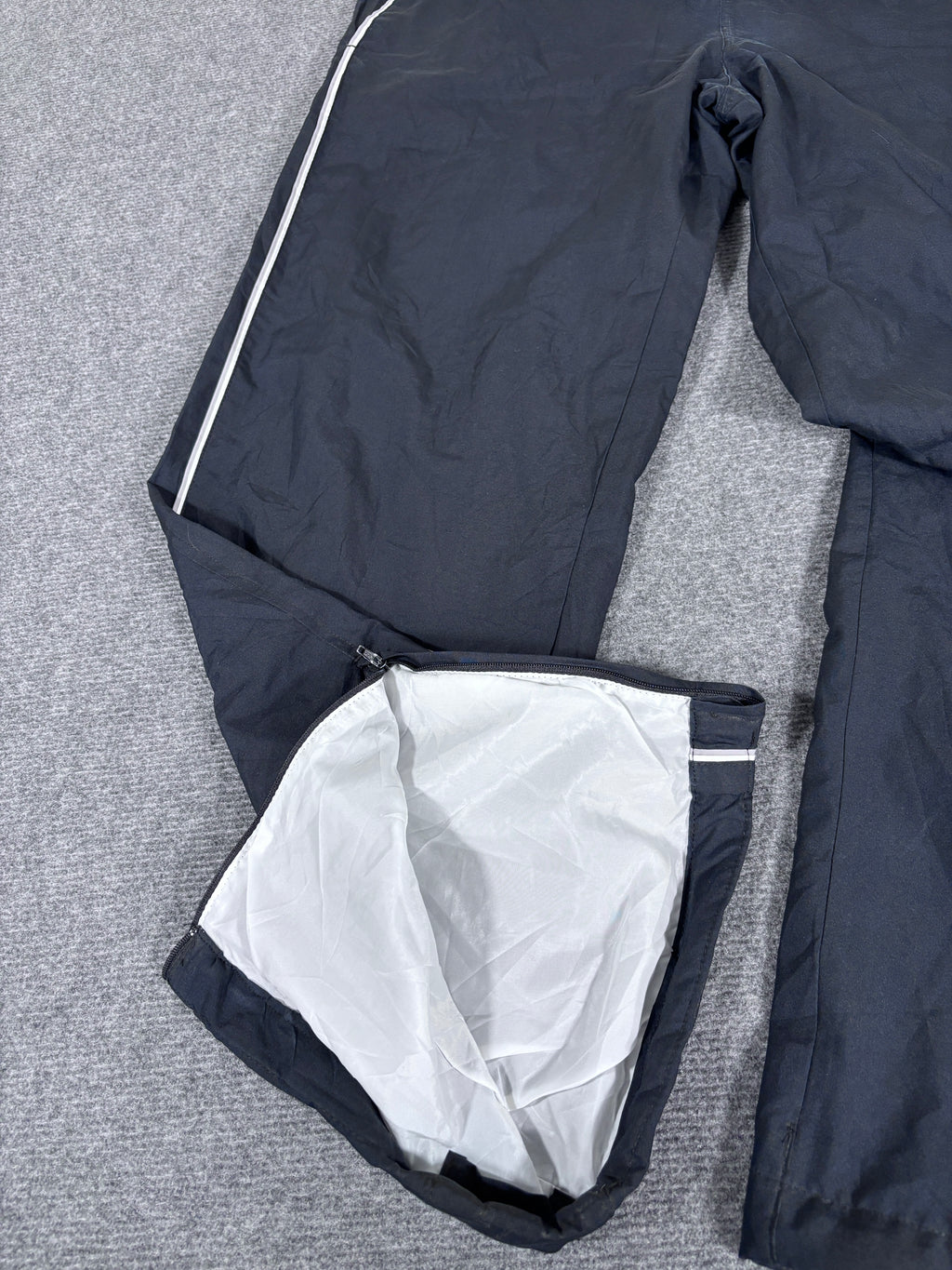 Vintage Y2K Nike Track Pants Size L Navy White Grey Detail Wide Leg Windbreakers