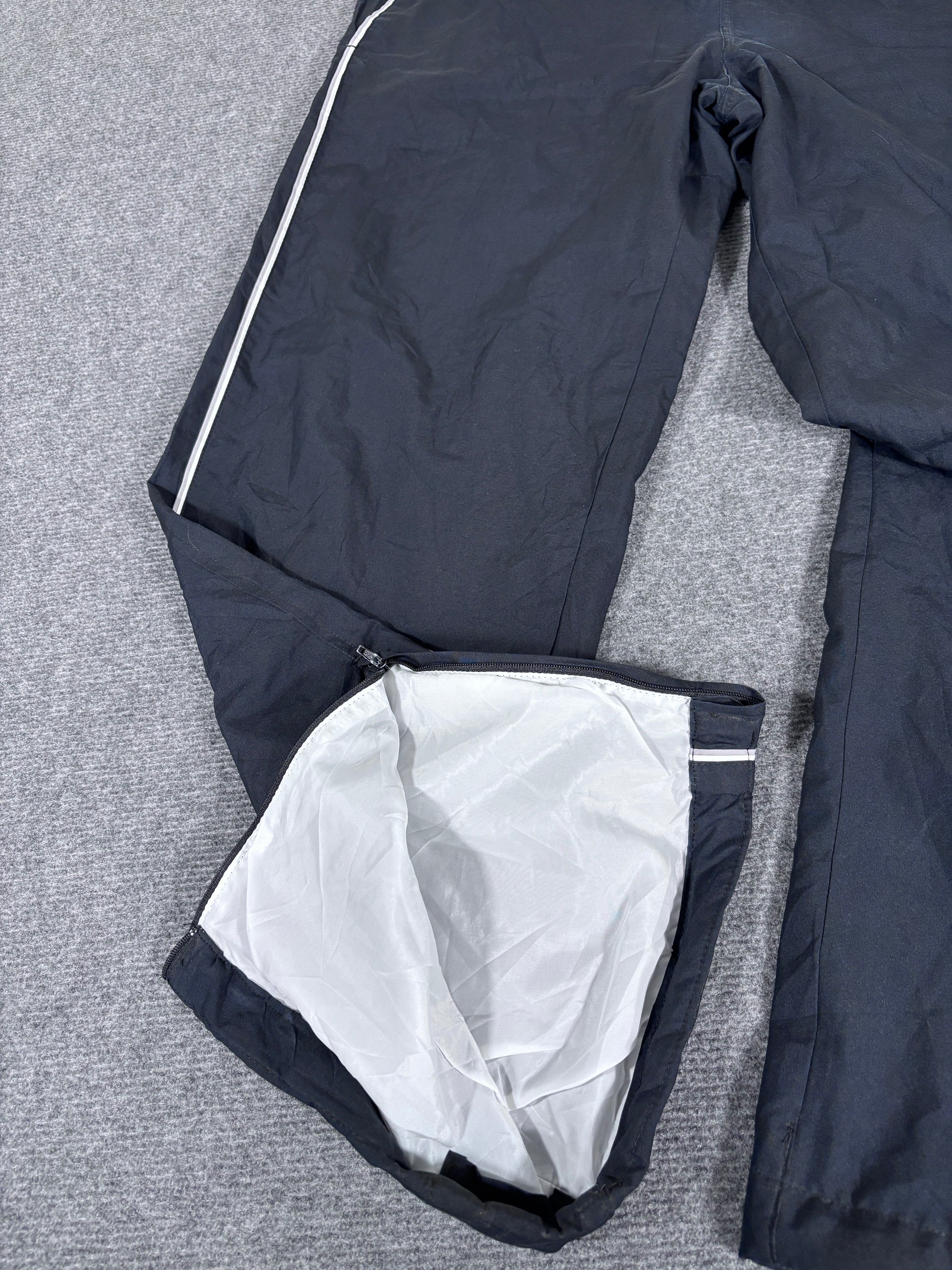 Vintage Y2K Nike Track Pants Size L Navy White Grey Detail Wide Leg Windbreakers