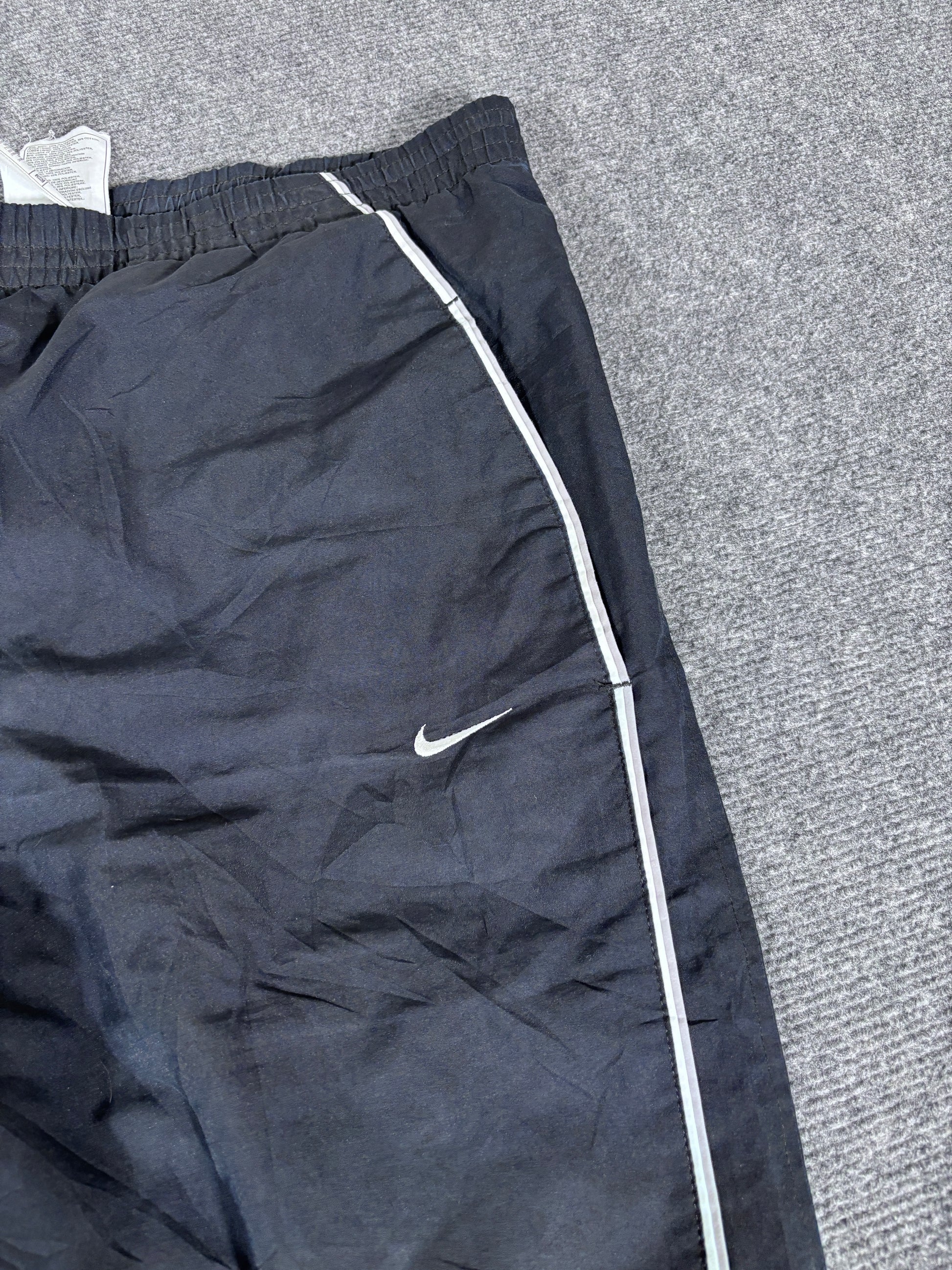 Vintage Y2K Nike Track Pants Size L Navy White Grey Detail Wide Leg Windbreakers
